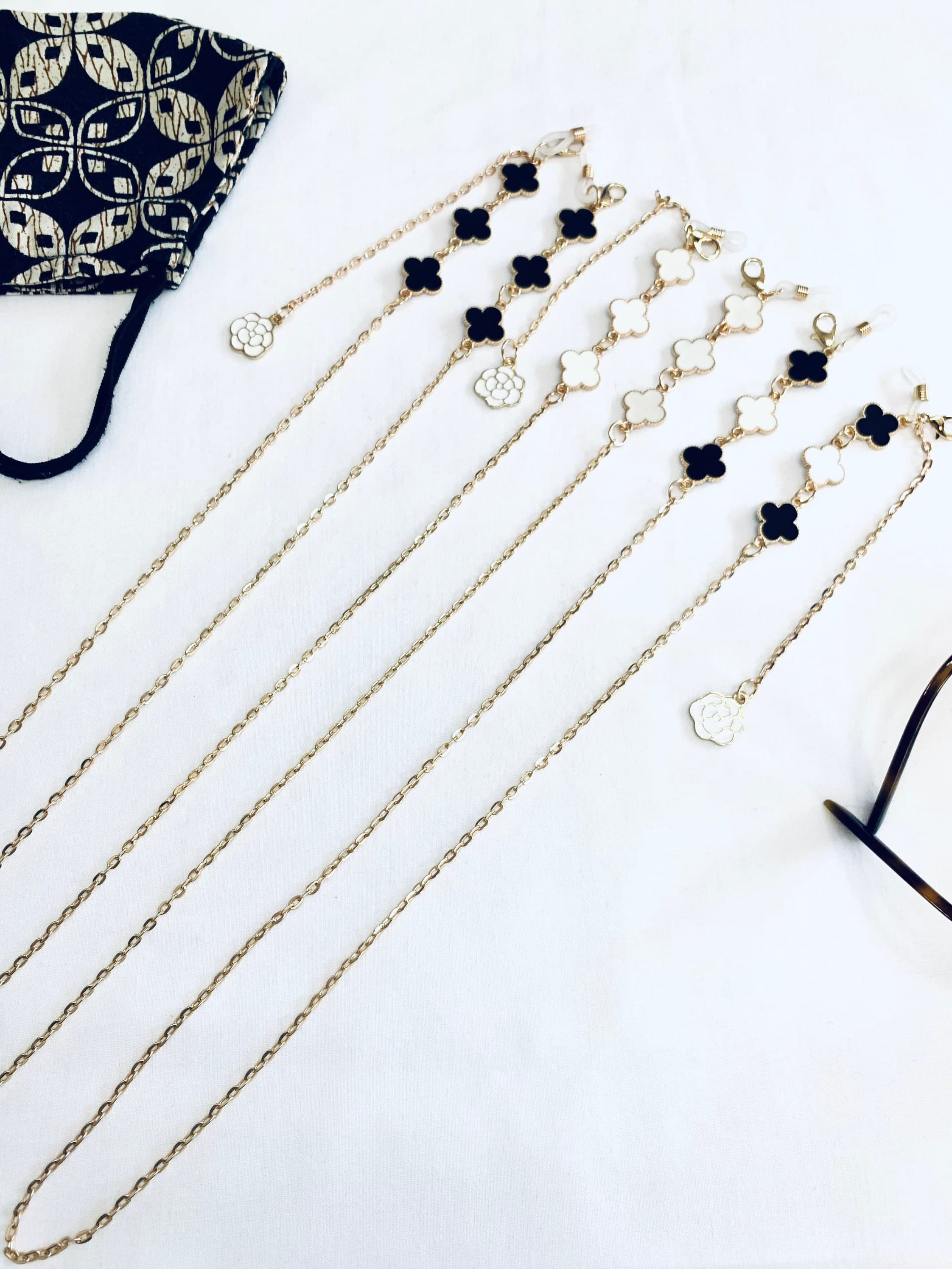 Four Leaf Clover Glasses Chain: Gold Plated Mask Lanyard