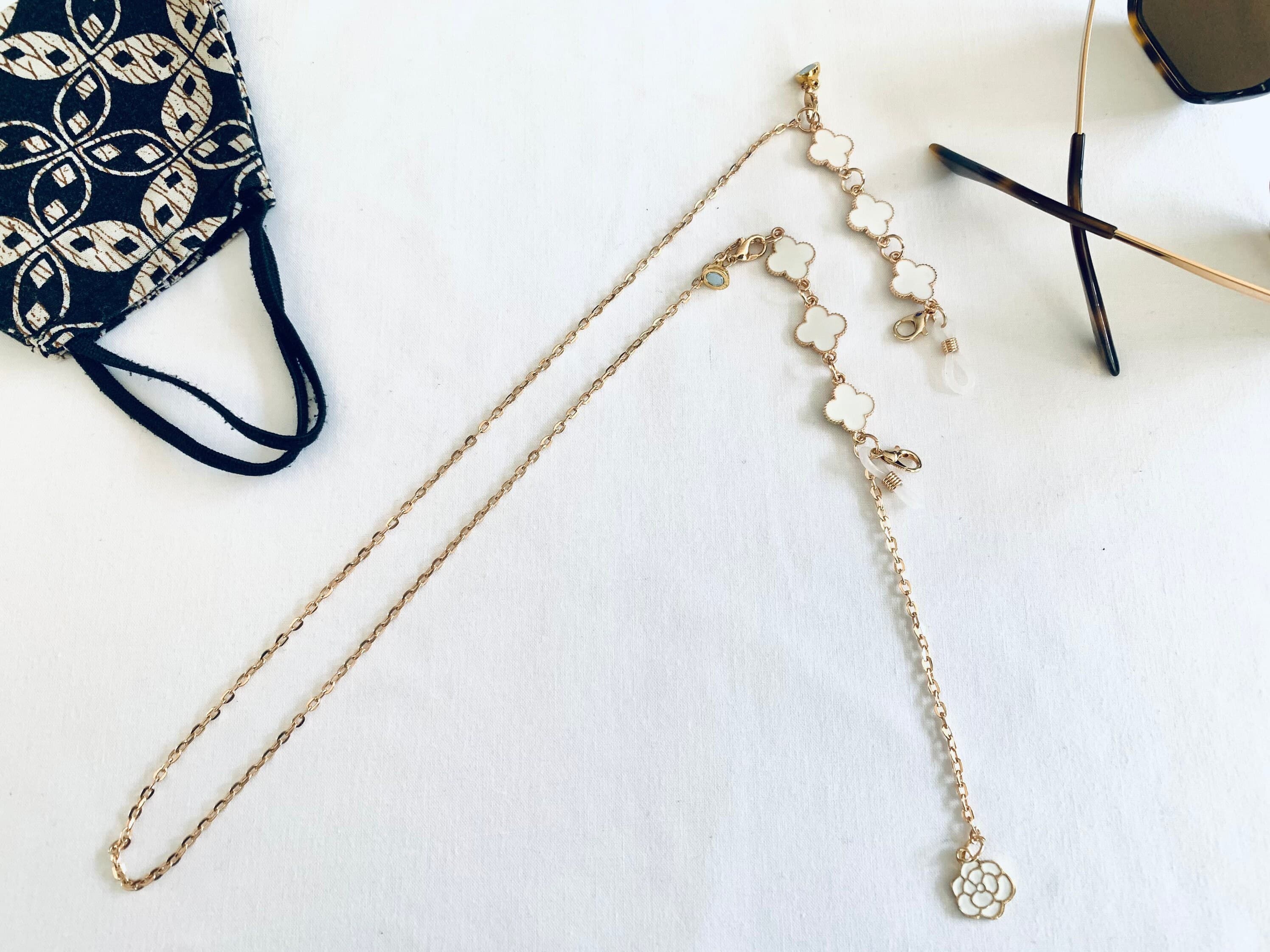 Four Leaf Clover Glasses Chain: Gold Plated Mask Lanyard - image 4