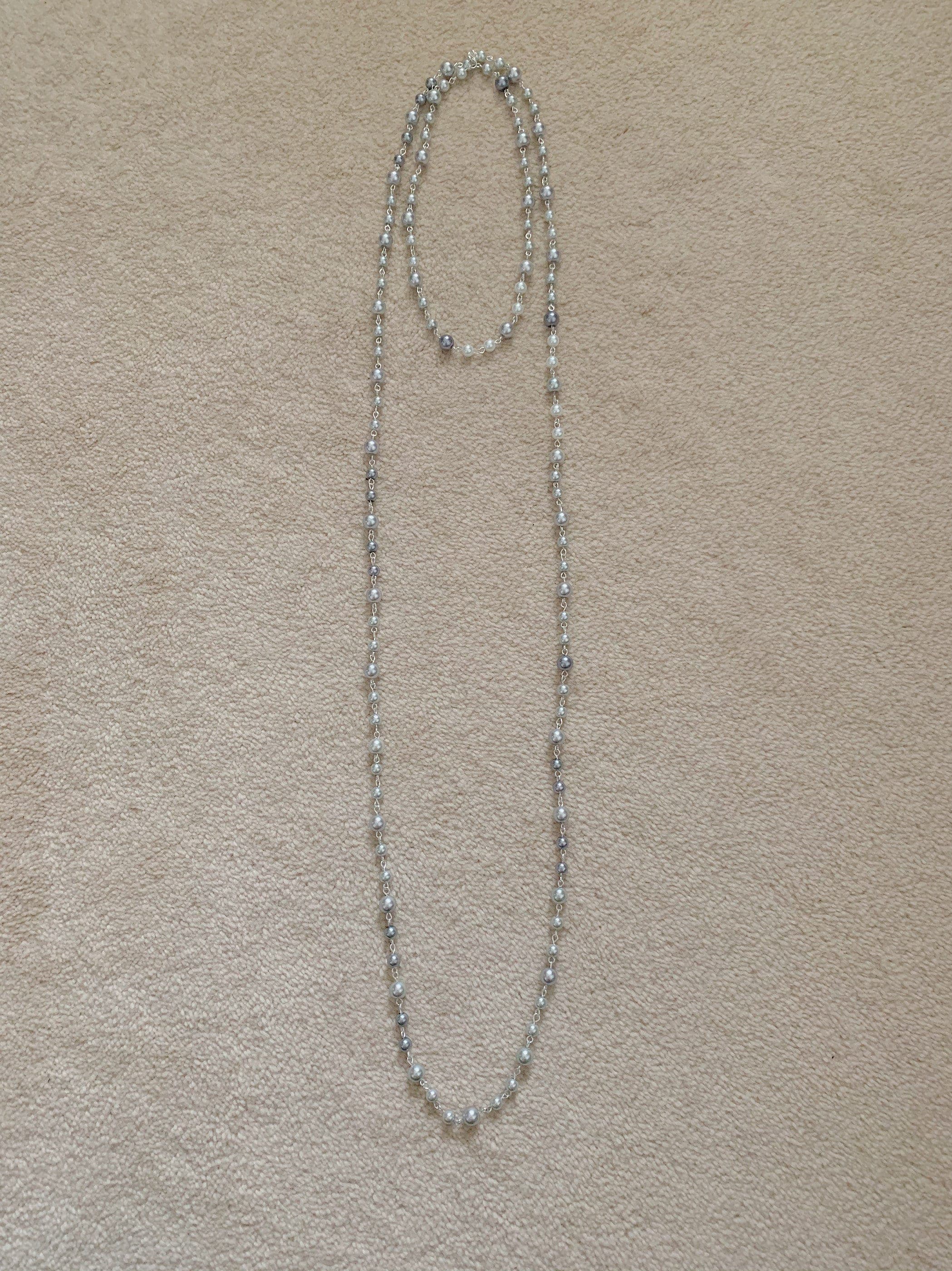 Long Silver Pearl Necklace: 62-inch Beaded Fashion Jewelry - image 4