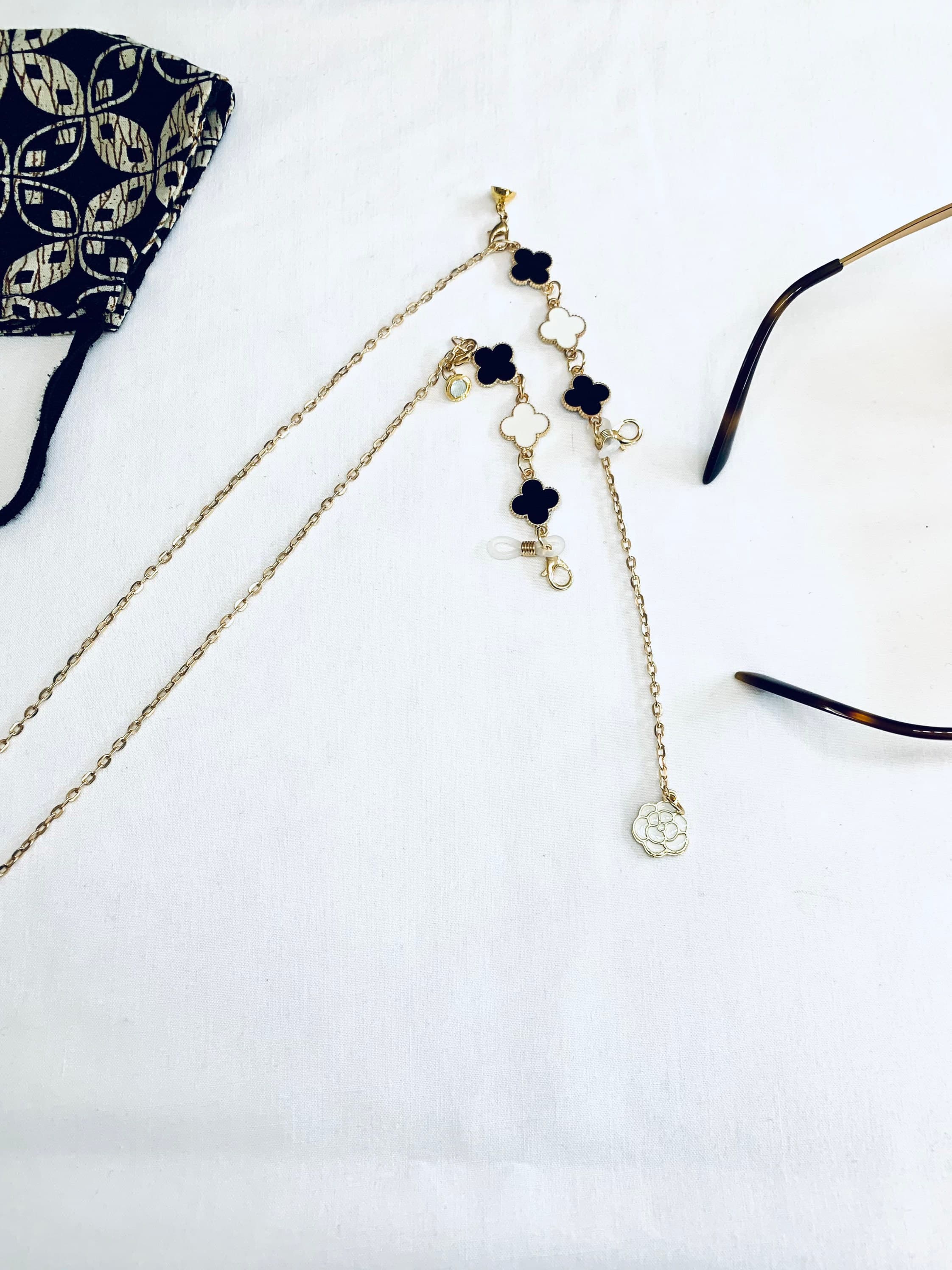 Four Leaf Clover Glasses Chain: Gold Plated Mask Lanyard - image 5