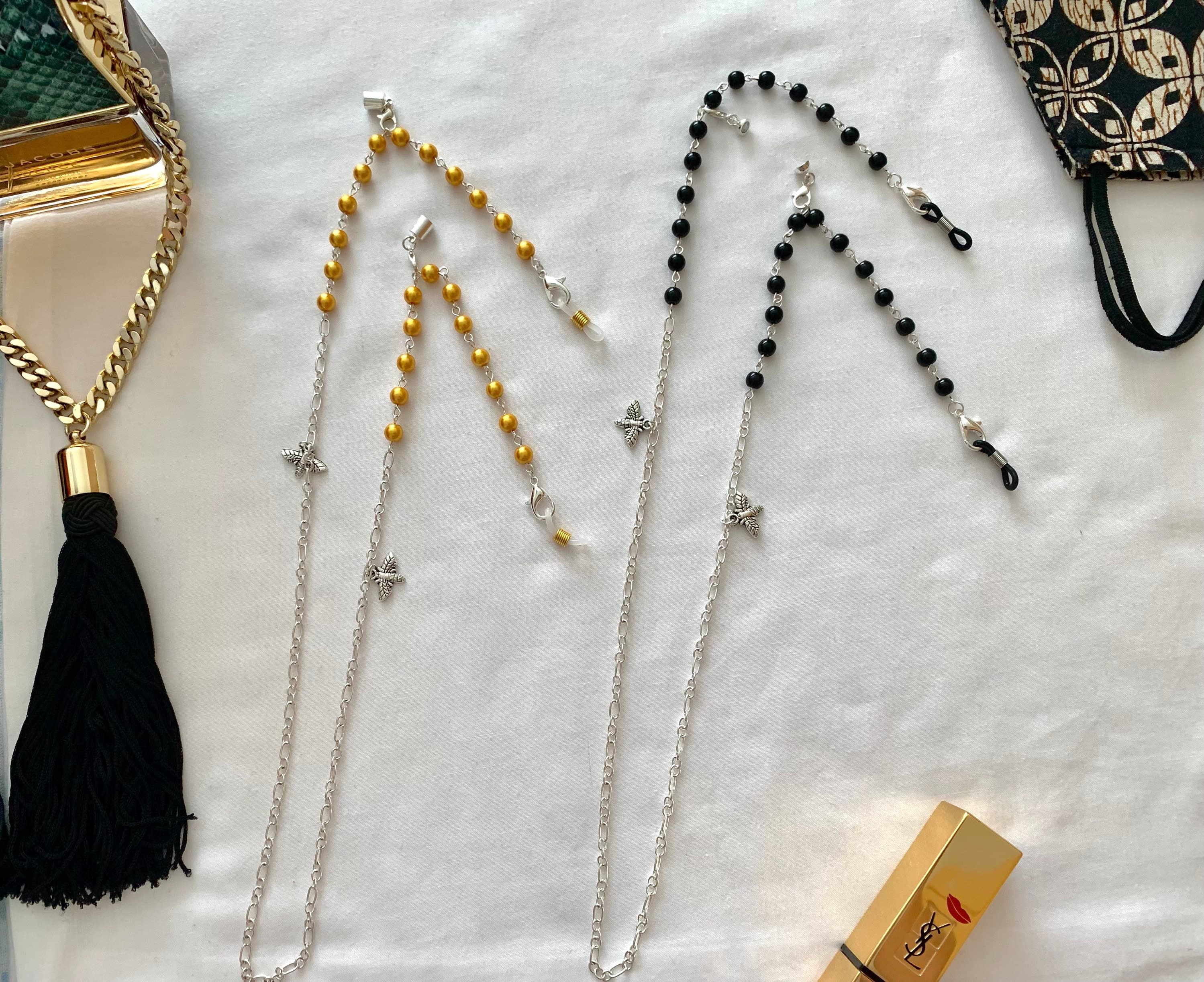 Handmade Beaded Glasses Chain: Hijab Mask Extender with Magnetic Clasp