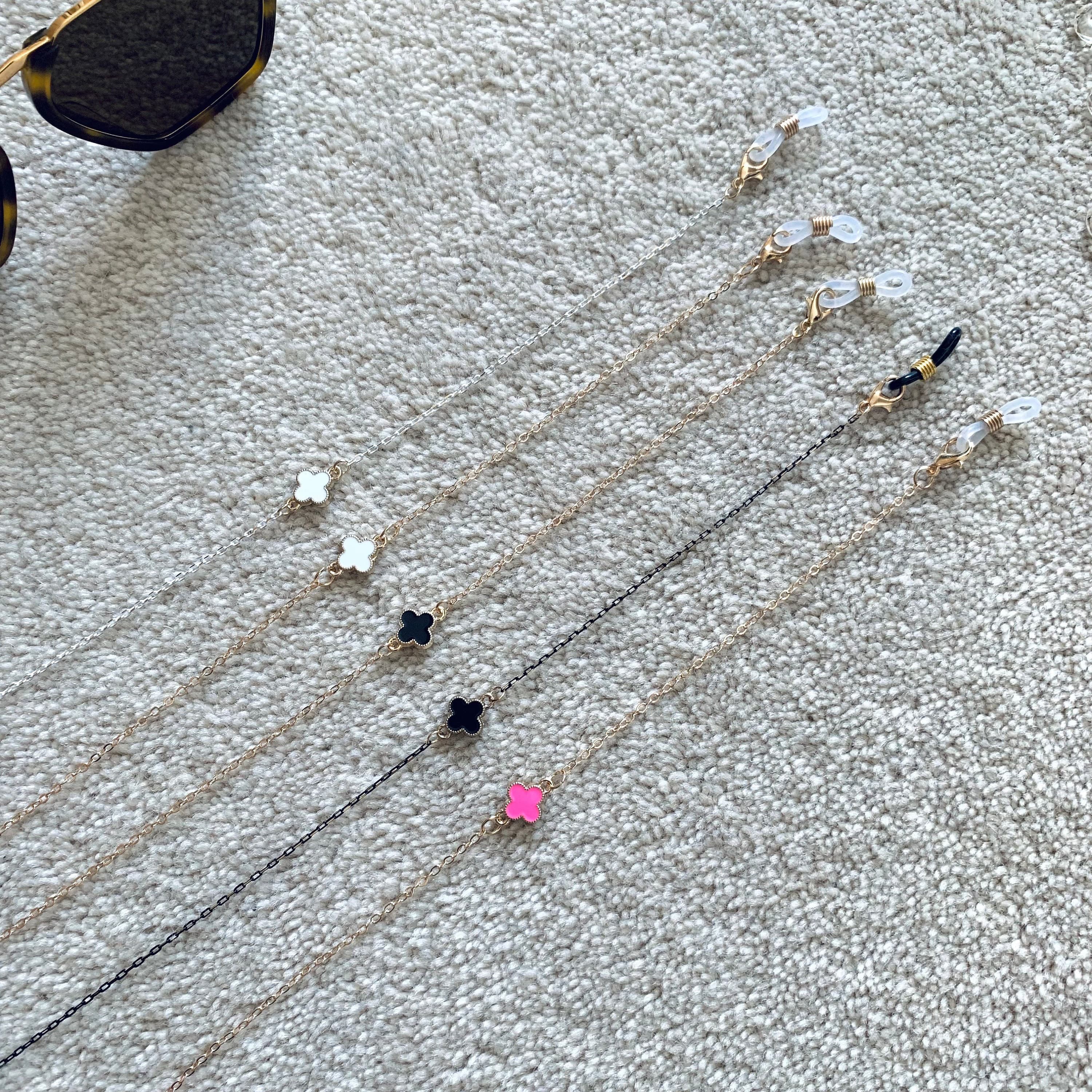 Lucky Clover Glasses Chain: Gold Enamel Eyeglass Lanyard - image 3