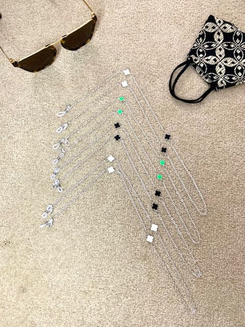 Silver Lucky Clover Glasses Chain: Sunglasses Lanyard, Face Mask Connector