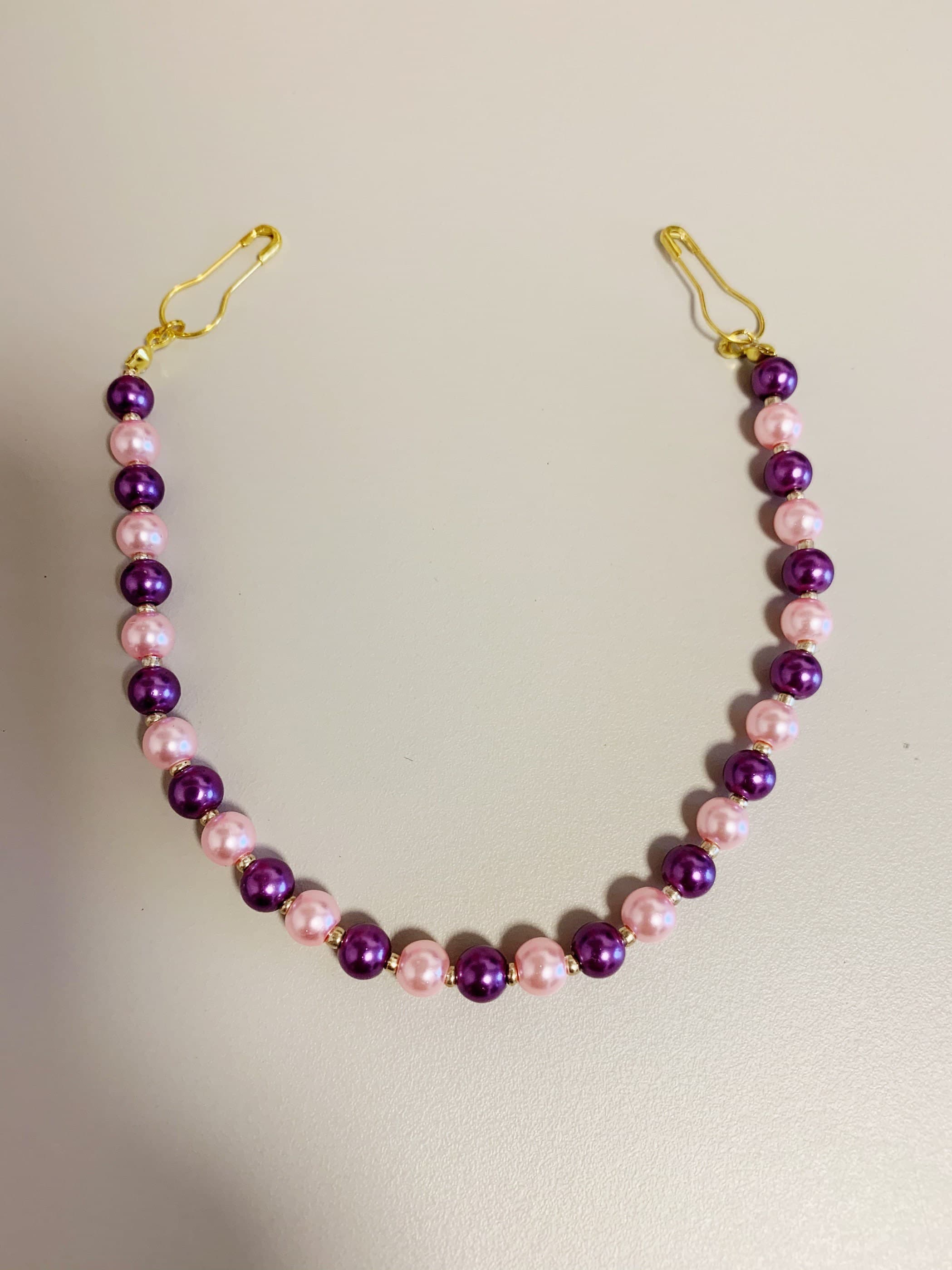 Handmade Beaded Hijab Mask Lanyard: Purple Pink Ear Saver - image 3