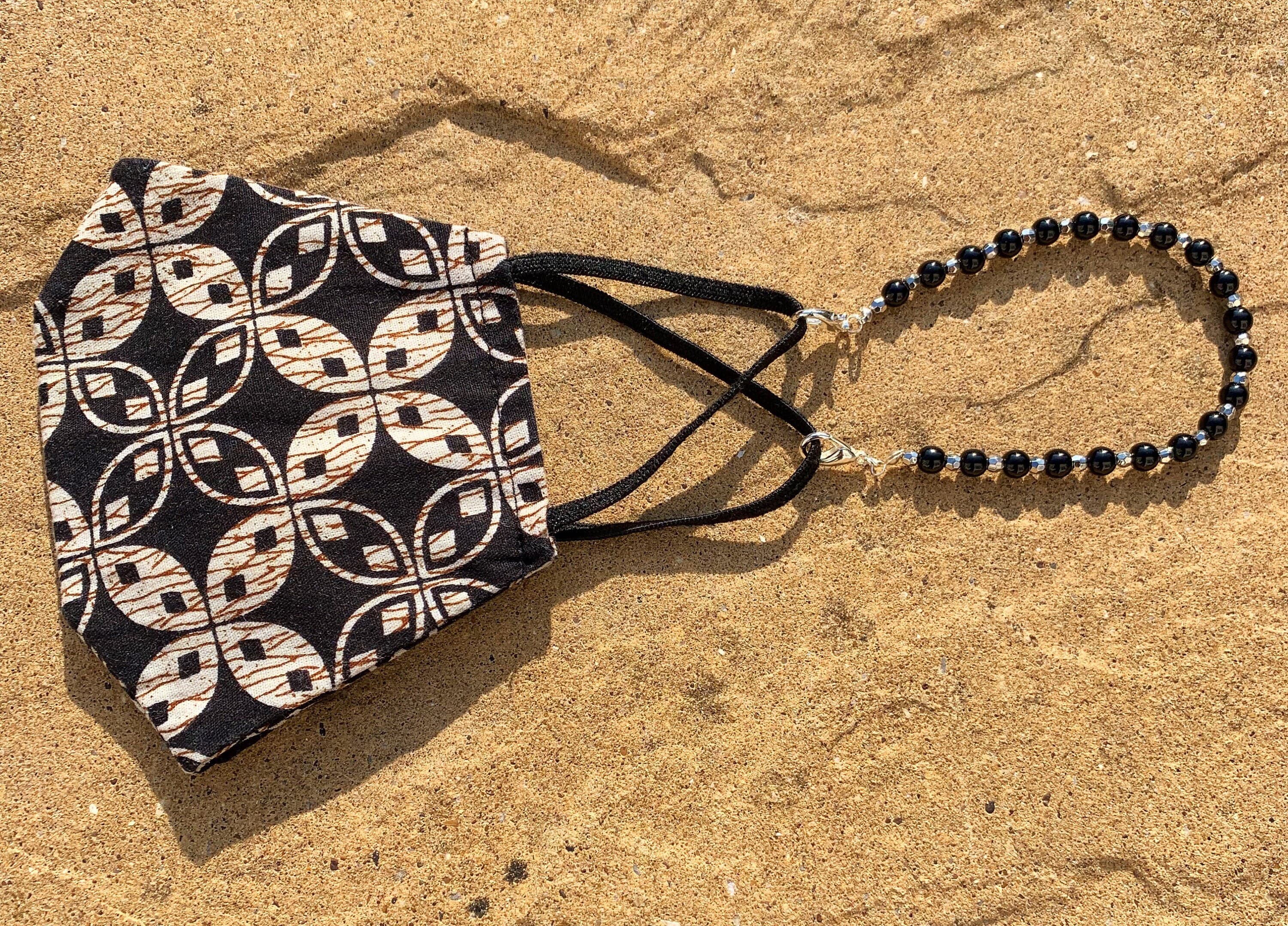 Handmade Black Beaded Hijab Face Mask Chain: Ear Saver - image 5