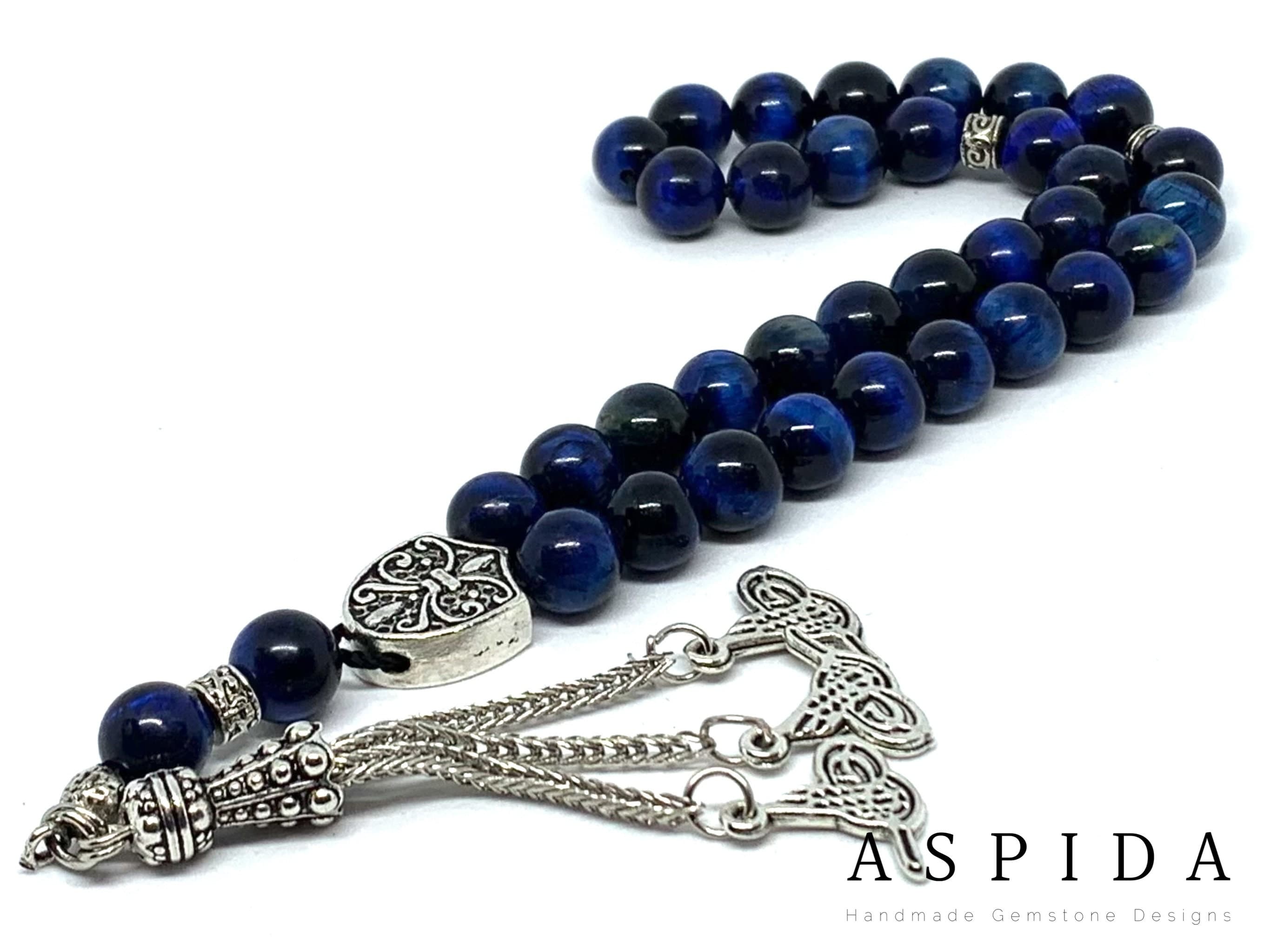 Real Blue Tiger Eyes Natural Crystal Gemstone Personalized Tasbih 33, Prayer Beads, Tesbih, Misbaha, Tasbeeh, Sibha, Rosary, Premium Quality