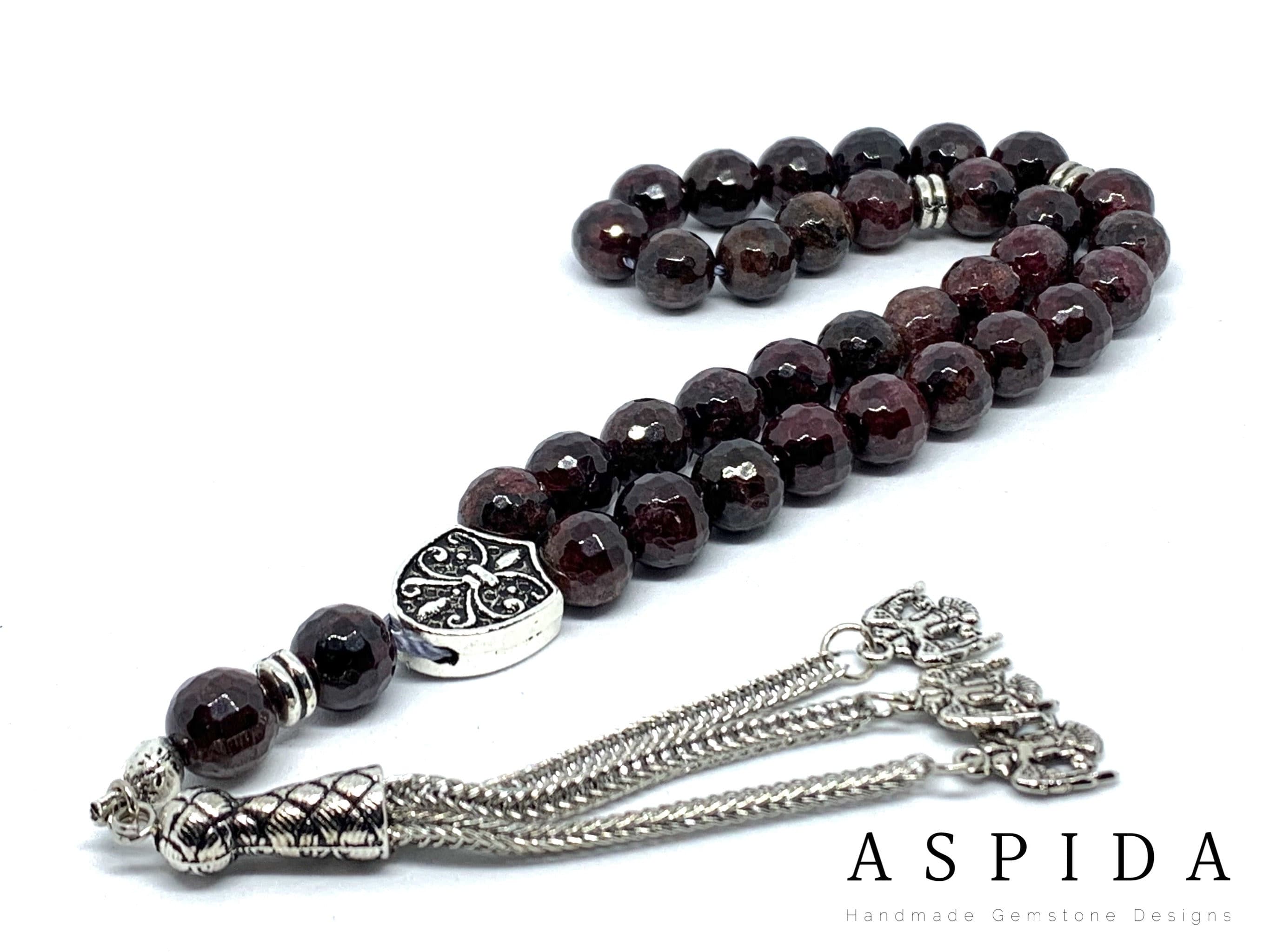 Real Red Garnet Natural Crystal Gemstone Personalized Tasbih 33, Prayer Beads, Tesbih, Misbaha, Tasbeeh, Sibha, Rosary, Premium Quality