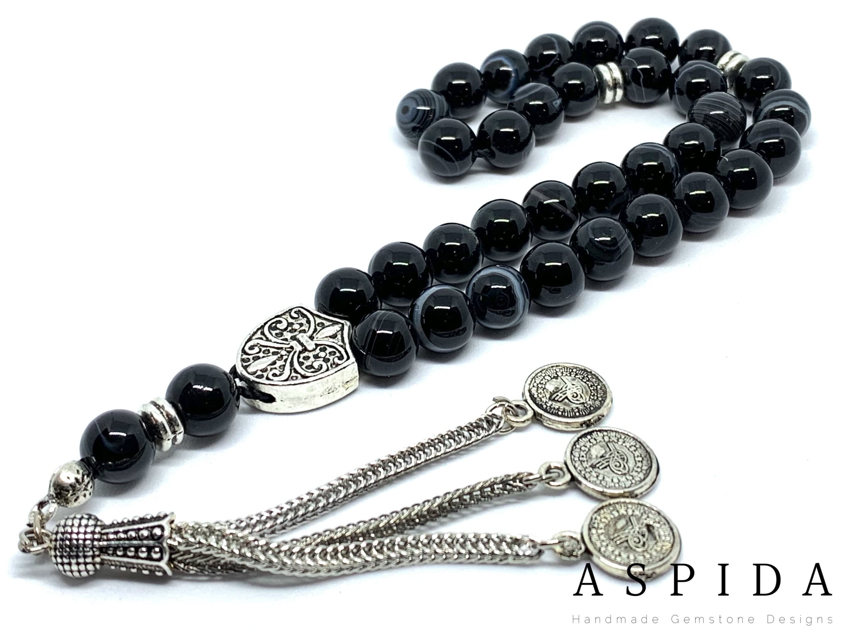 Real Agate Akik Gemstone, Islamic Prayer 33 Beads, Tasbih, Tesbih, Misbaha, Tasbeeh, Sibha, Rosary, Tasbih 33, Tasbih Personalized, Premium