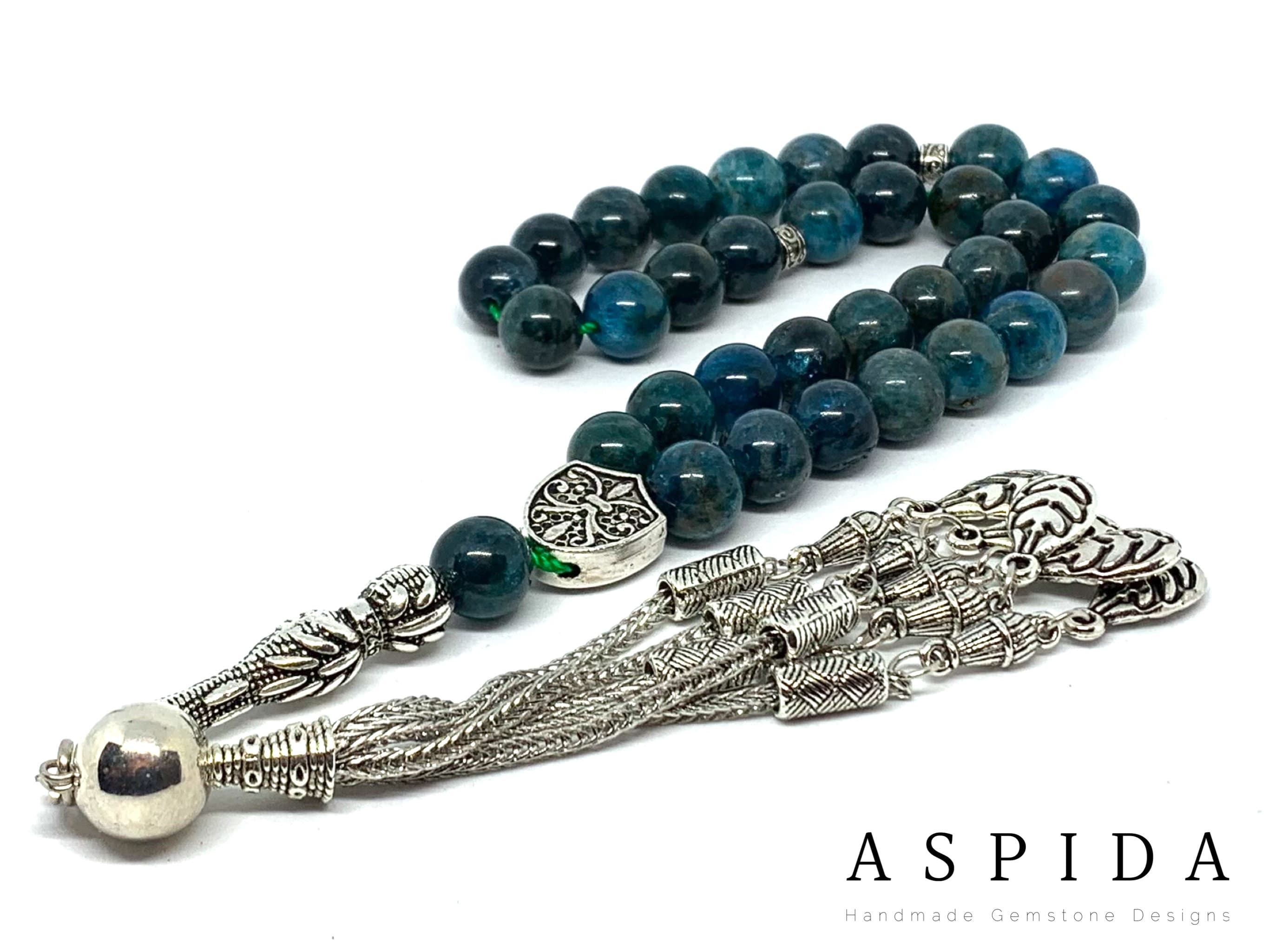 Real Apatite Gemstone, Islamic Prayer 33 Beads, Tasbih, Tesbih, Misbaha, Tasbeeh, Sibha, Rosary, Tasbih 33, Tasbih Personalized 10mm, Big