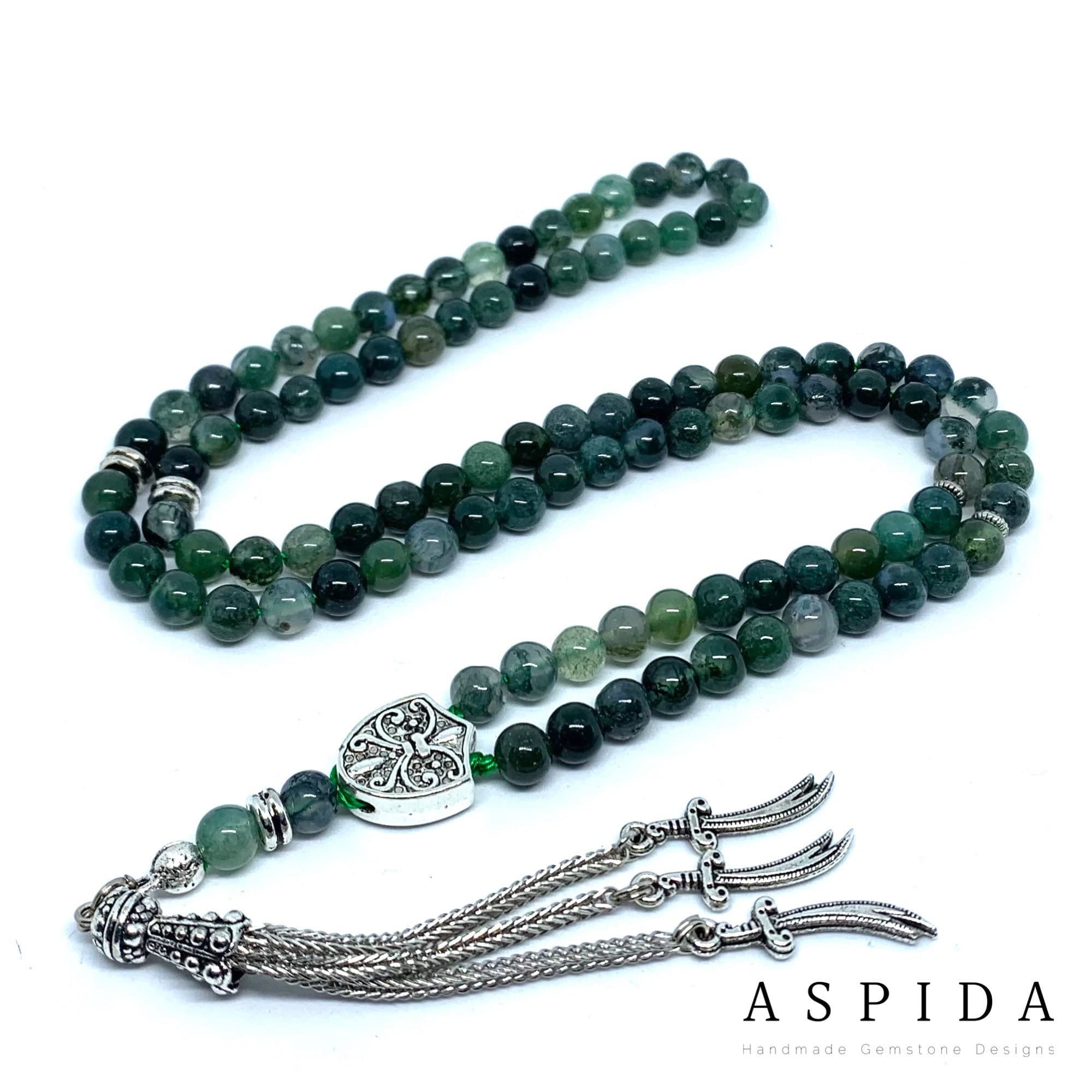 Real Moss Agate Gemstone, Islamic Prayer 99 Beads, Tasbih, Tesbih, Misbaha, Tasbeeh, Sibha, Rosary, Tasbih 99, Tasbih Personalized 6mm