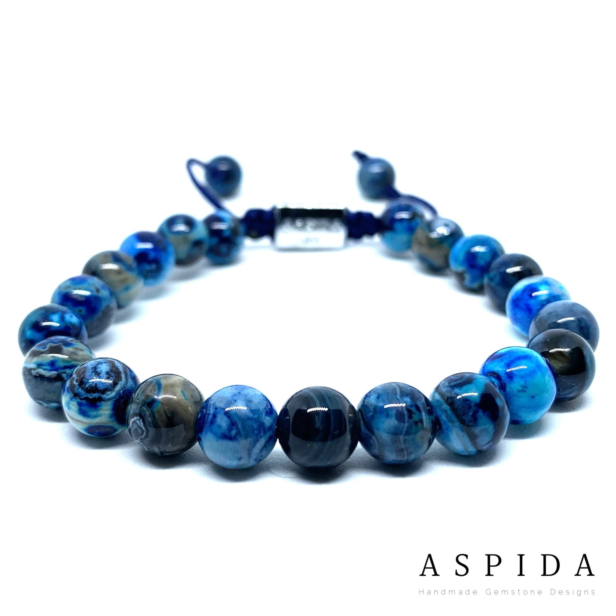 Real Blue Agate Gemstone Crystal Bracelet, Bracelet For Men, Bracelet For Women, Bracelet For Couple, Customize Bracelet, Adjustable Gift,
