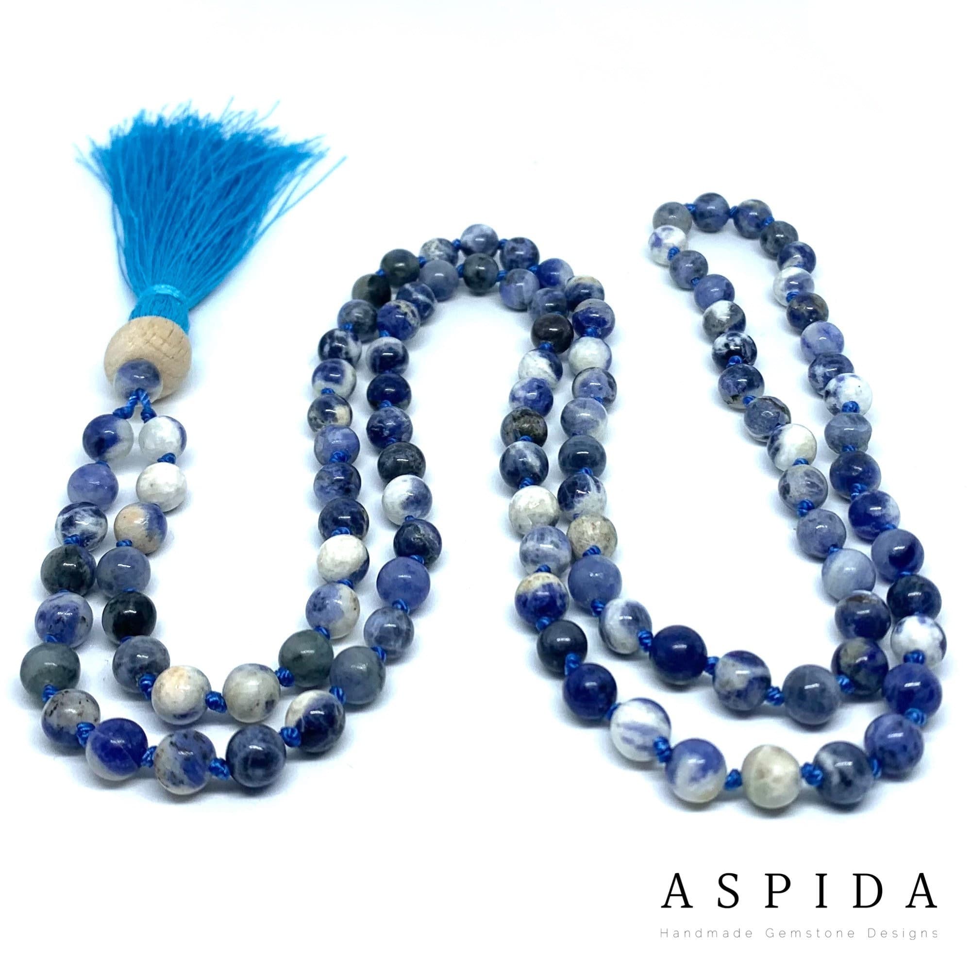 Real Sodalite Gemstone Mala Spiritual Necklace 6mm , Hand Knotted 108 Mala Bead, 108 Mala Beads, Mala Tassel Necklace, Japa Mala, Meditation - image 4