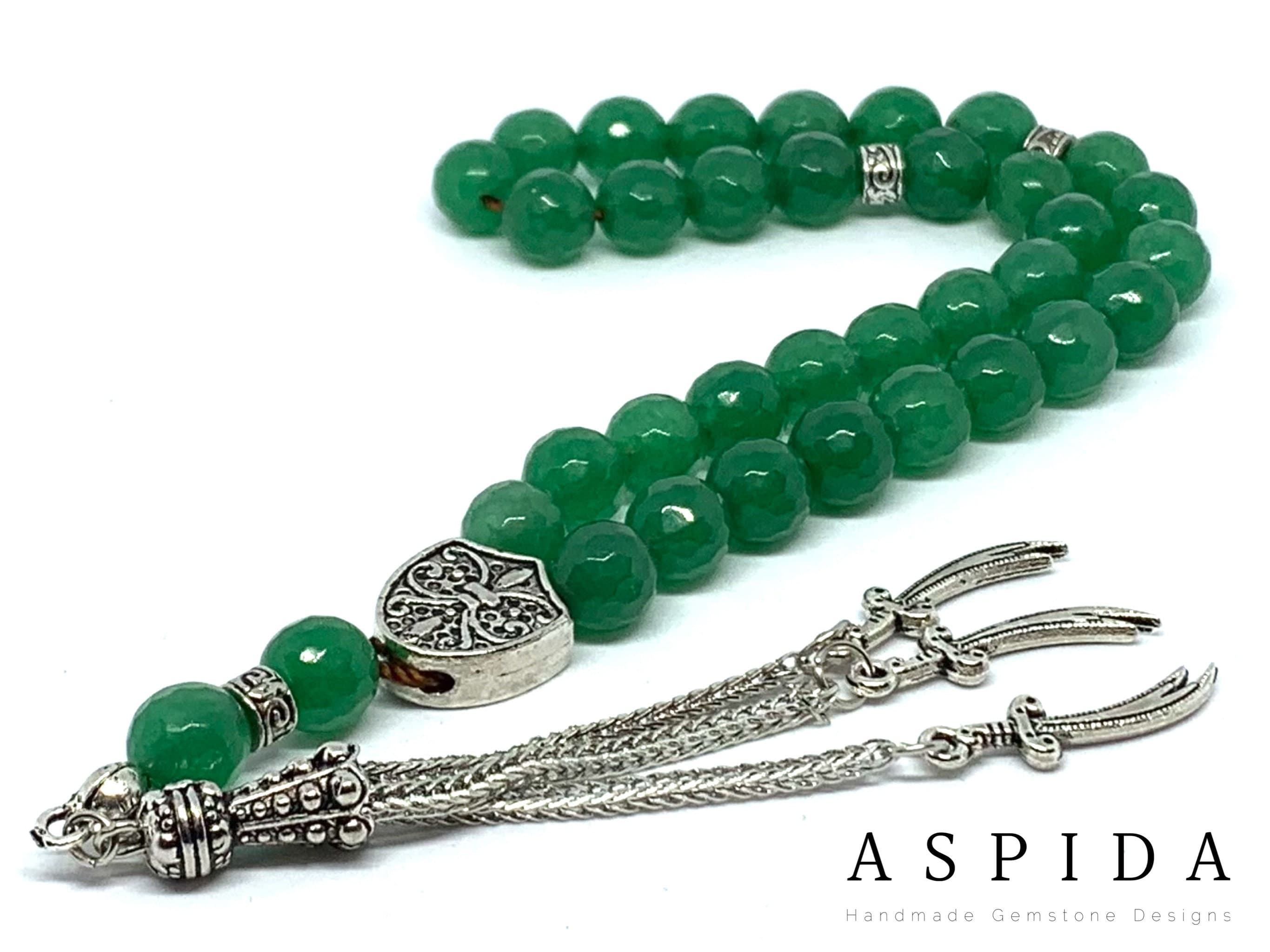 Real Aventurine Stone Natural Crystal Gemstone Personalized Tasbih 33, Prayer Beads, Tesbih, Misbaha, Tasbeeh, Sibha, Rosary, Premium Qualit