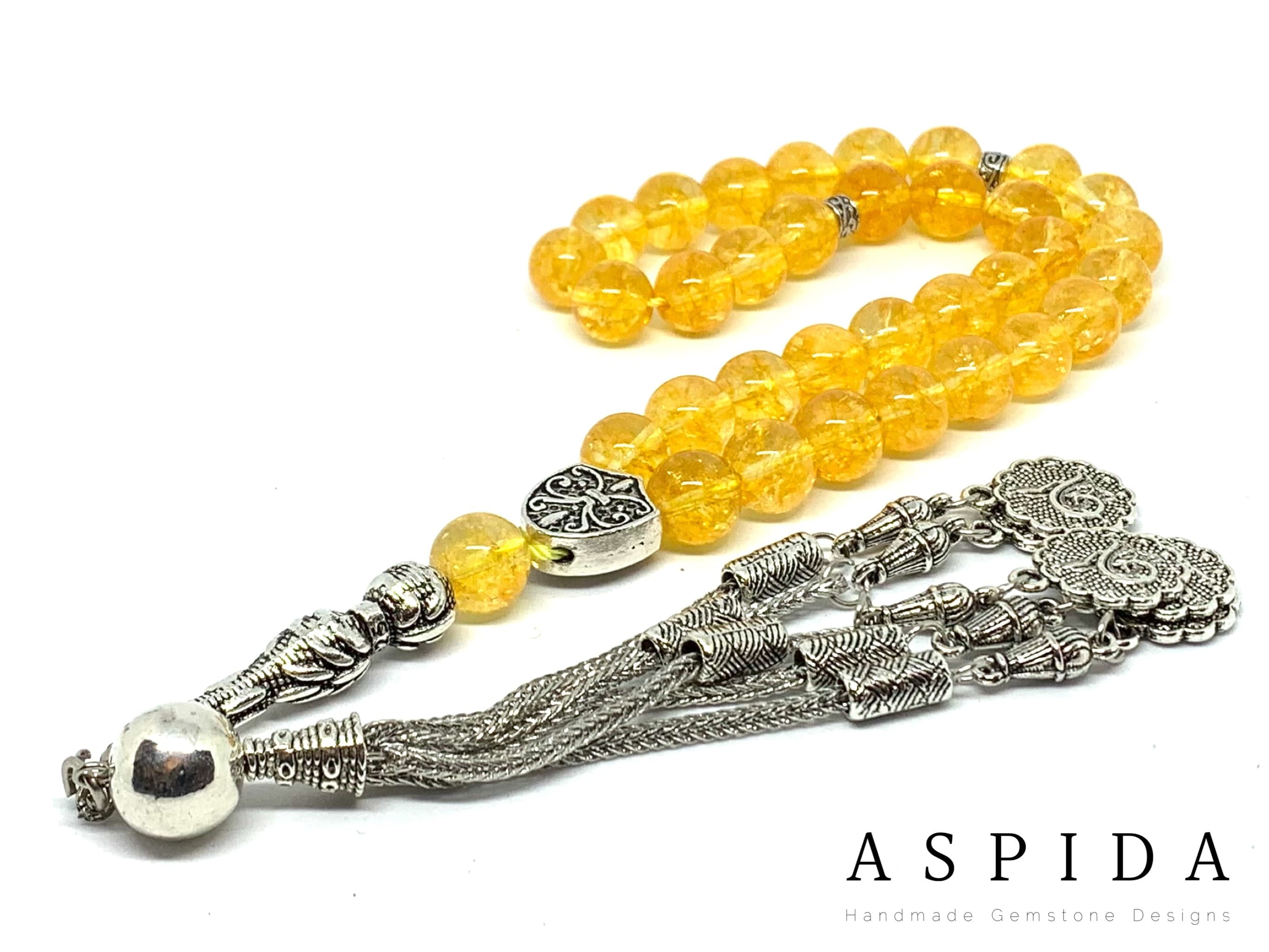 Real Citrine Gemstone, Islamic Prayer 33 Beads, Tasbih, Tesbih, Misbaha, Tasbeeh, Sibha, Rosary, Tasbih 33, Tasbih Personalized 10mm, Big