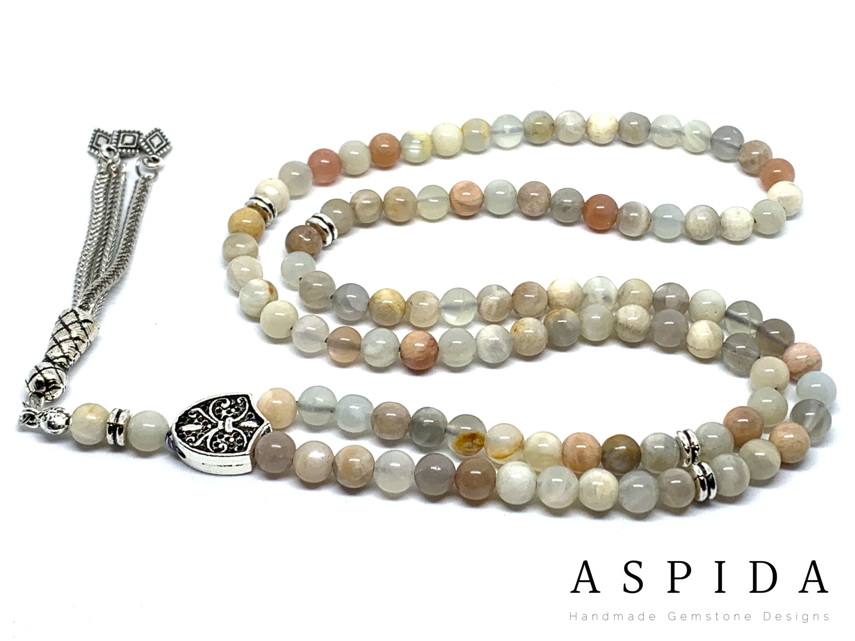 Real Moonstone Gemstone, Islamic Prayer 99 Beads, Tasbih, Tesbih, Misbaha, Tasbeeh, Sibha, Rosary, Tasbih 99, Tasbih Personalized 6mm - image 3