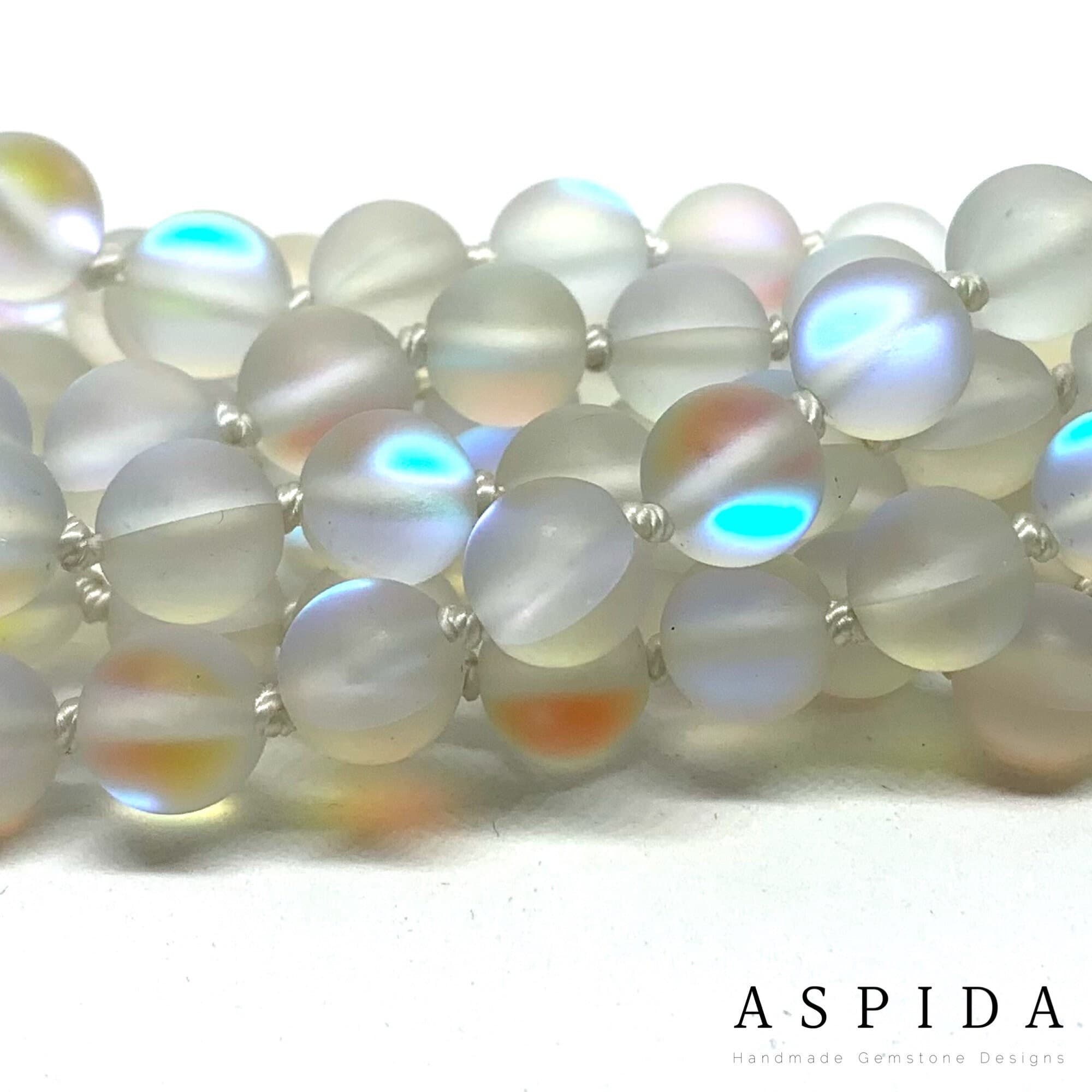 Real Matt Aura Quartz Gemstone Mala Healing Necklace, Hand Knotted 108 Mala Beads, 108 Mala Beads, Tassel Necklace, Mala, Meditation Mala - image 5