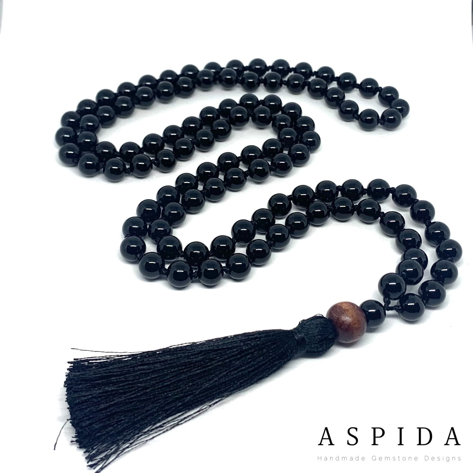 Real Onyx Gemstone Mala Spiritual Necklace, Hand Knotted 108 Mala Beads, 108 Mala Beads, Mala Tassel Necklace, Japa Mala, Meditation Mala