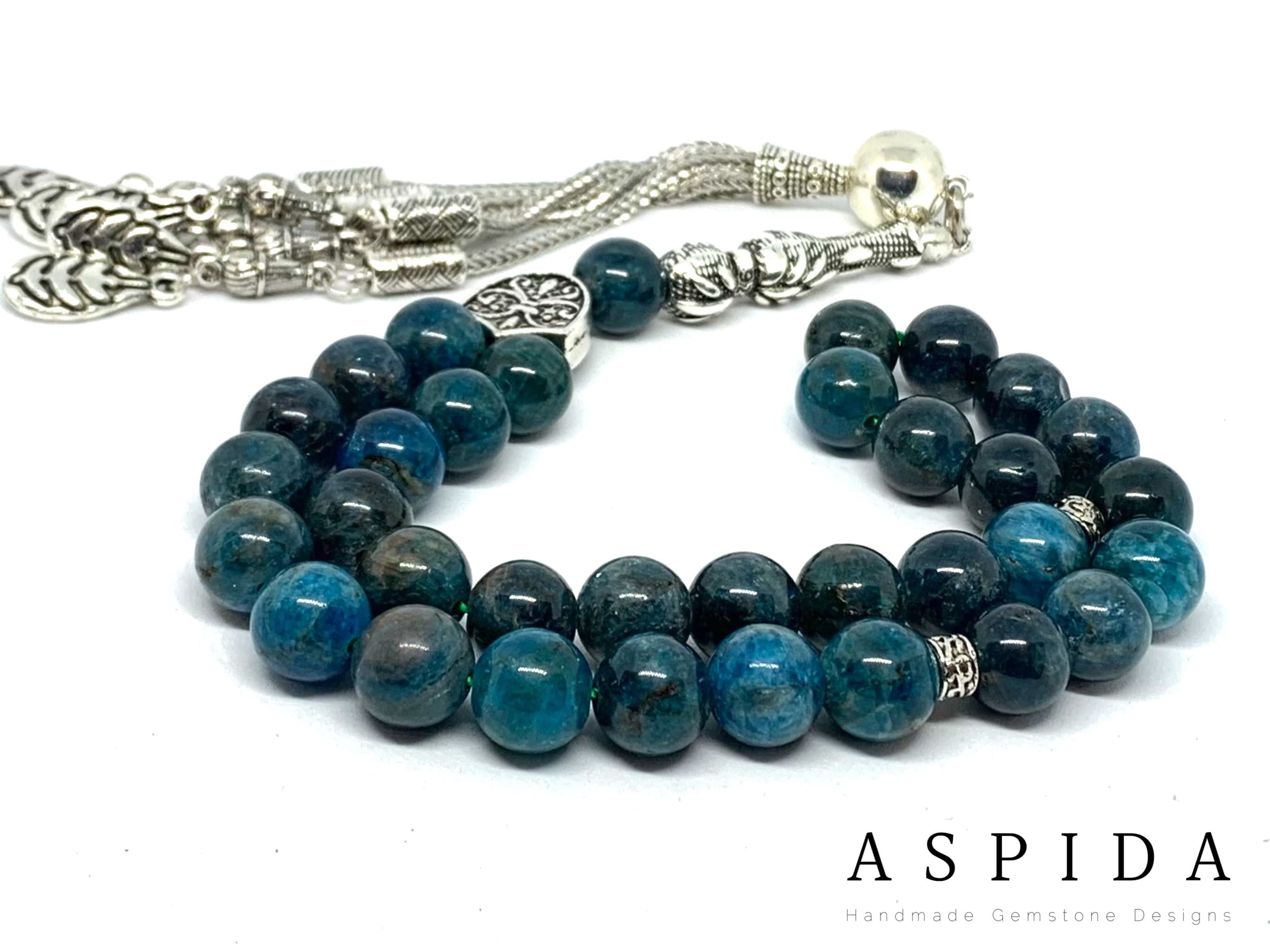 Real Apatite Gemstone, Islamic Prayer 33 Beads, Tasbih, Tesbih, Misbaha, Tasbeeh, Sibha, Rosary, Tasbih 33, Tasbih Personalized 10mm, Big - image 3