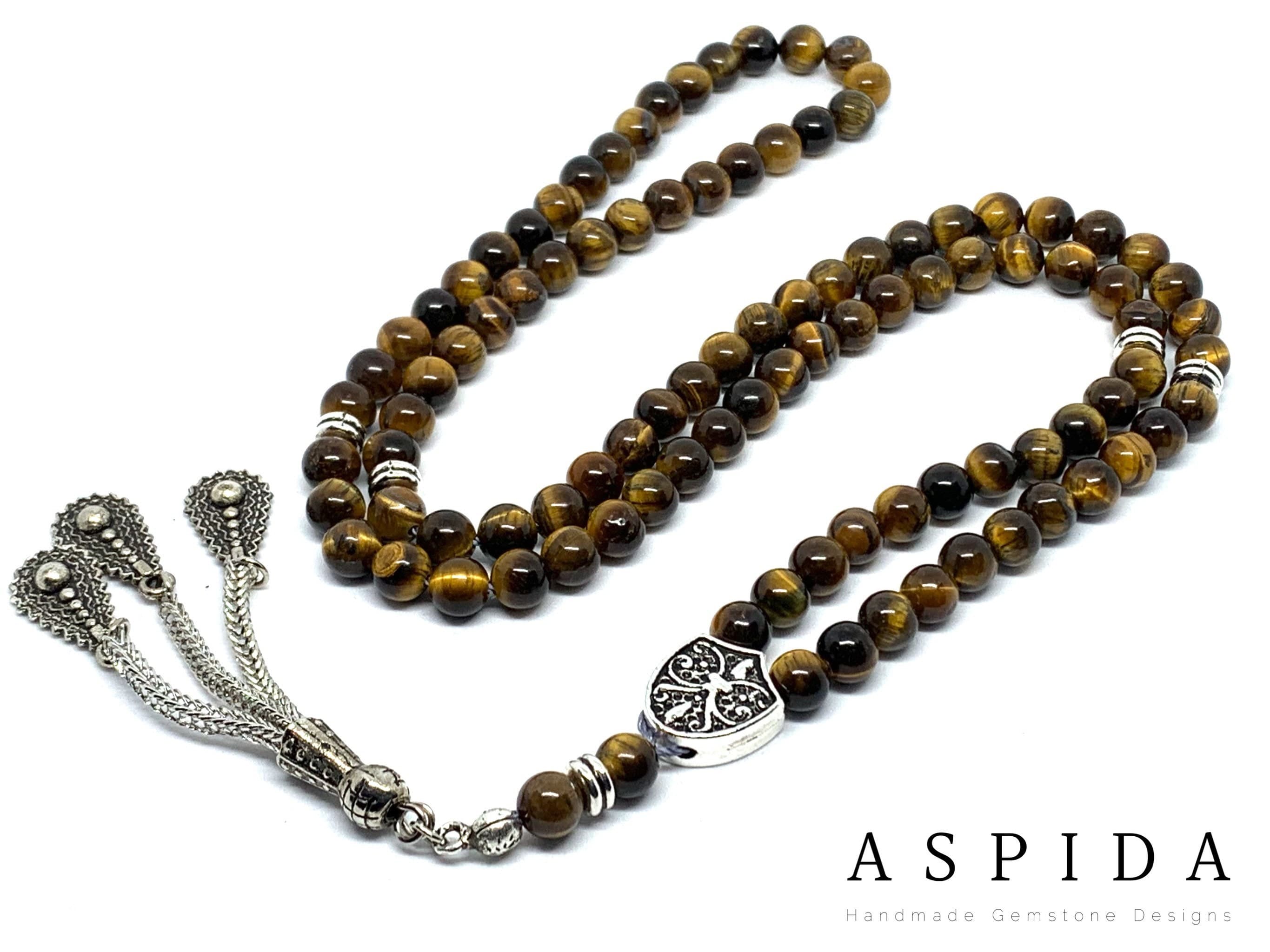 Real Tiger Eyes Gemstone, Islamic Prayer 99 Beads, Tasbih, Tesbih, Misbaha, Tasbeeh, Sibha, Rosary, Tasbih 99, Tasbih Personalized 6mm, Prem