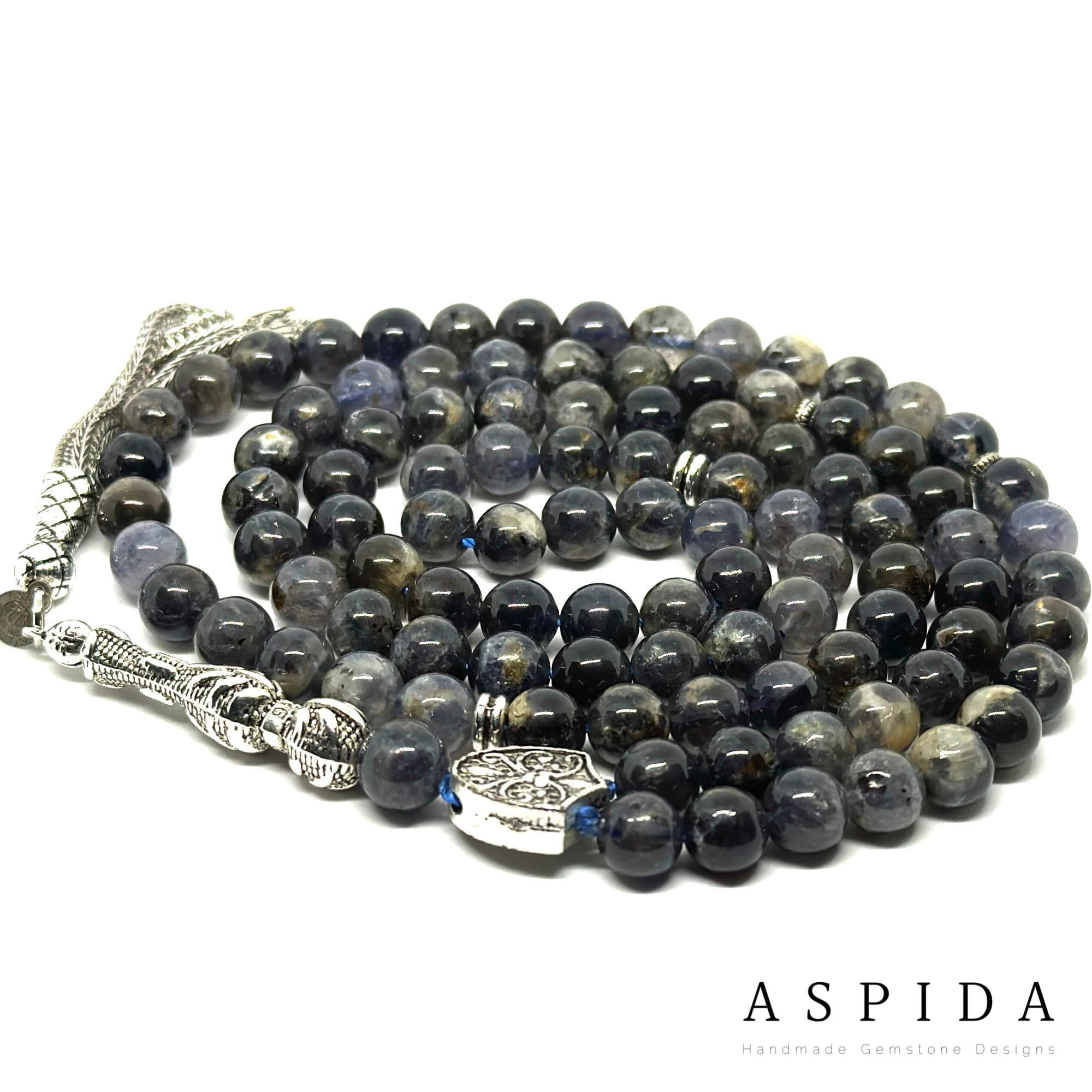Real Iolite Gemstone, Islamic Prayer 99 Beads, Tasbih, Tesbih, Misbaha, Tasbeeh, Sibha, Rosary, Tasbih 99, Tasbih Personalized 8 mm, Premium - image 4