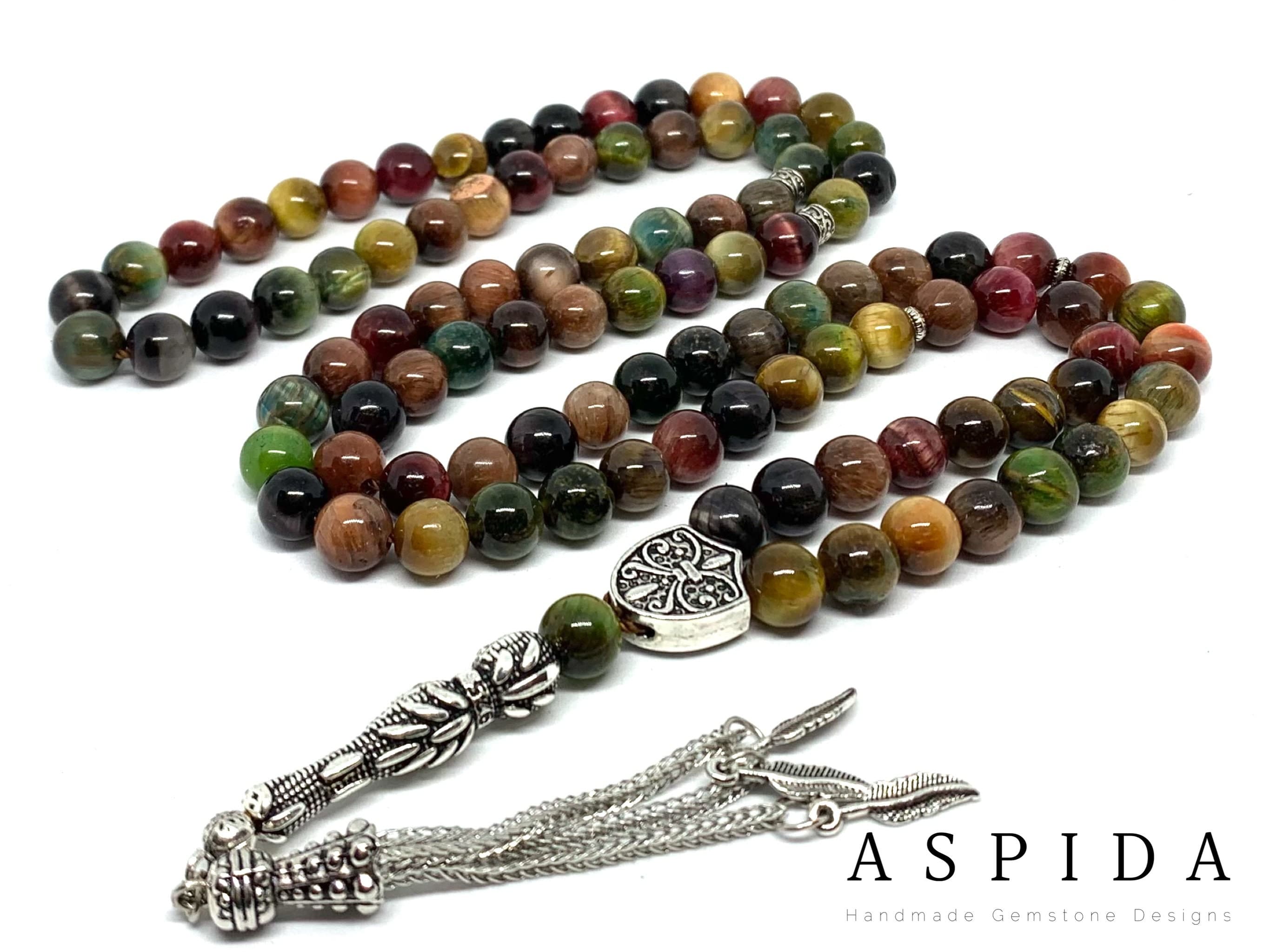 Real Tiger Eyes Gemstone, Islamic Prayer 99 Beads, Tasbih, Tesbih, Misbaha, Tasbeeh, Sibha, Rosary, Tasbih 99, Tasbih Personalized 8 mm,