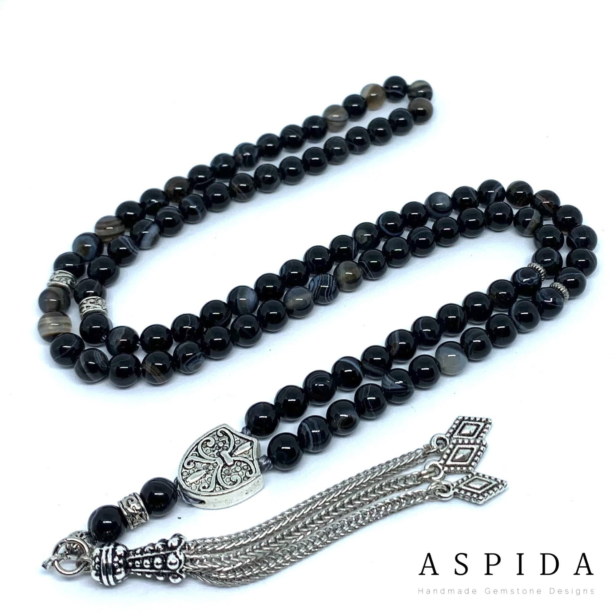 Real Agate Gemstone, Islamic Prayer 99 Beads, Tasbih, Tesbih, Misbaha, Tasbeeh, Sibha, Rosary, Tasbih 99, Tasbih Personalized 6mm, Premium