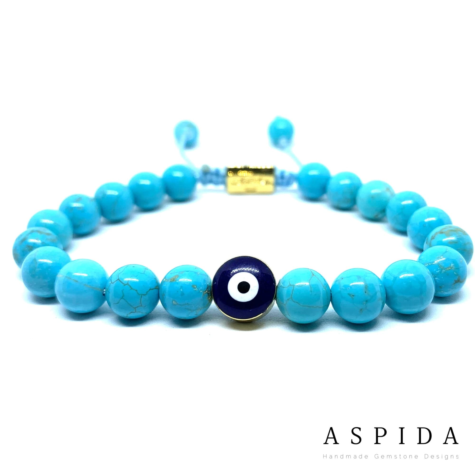 Real Turquoise Evil Eye Gemstone Crystal Bracelet, Bracelet For Men, Bracelet For Women, Bracelet For Couple, Customize Gıft, Adjustable