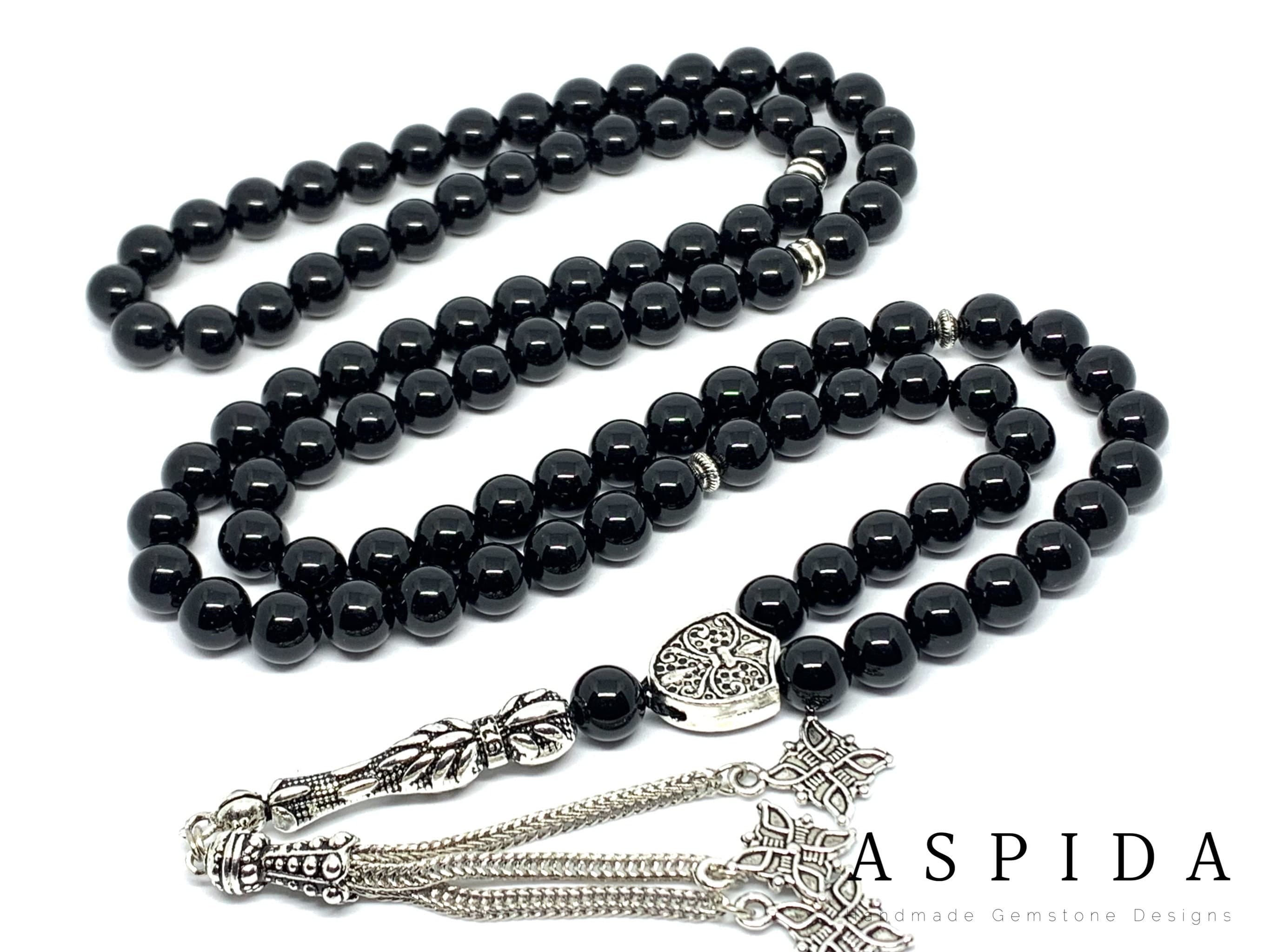 Real Black Onyx Natural Crystal Gemstone Personalized Tasbih 99, Prayer Beads, Tesbih, Misbaha, Tasbeeh, Sibha, Rosary, Eid Gift, Premium