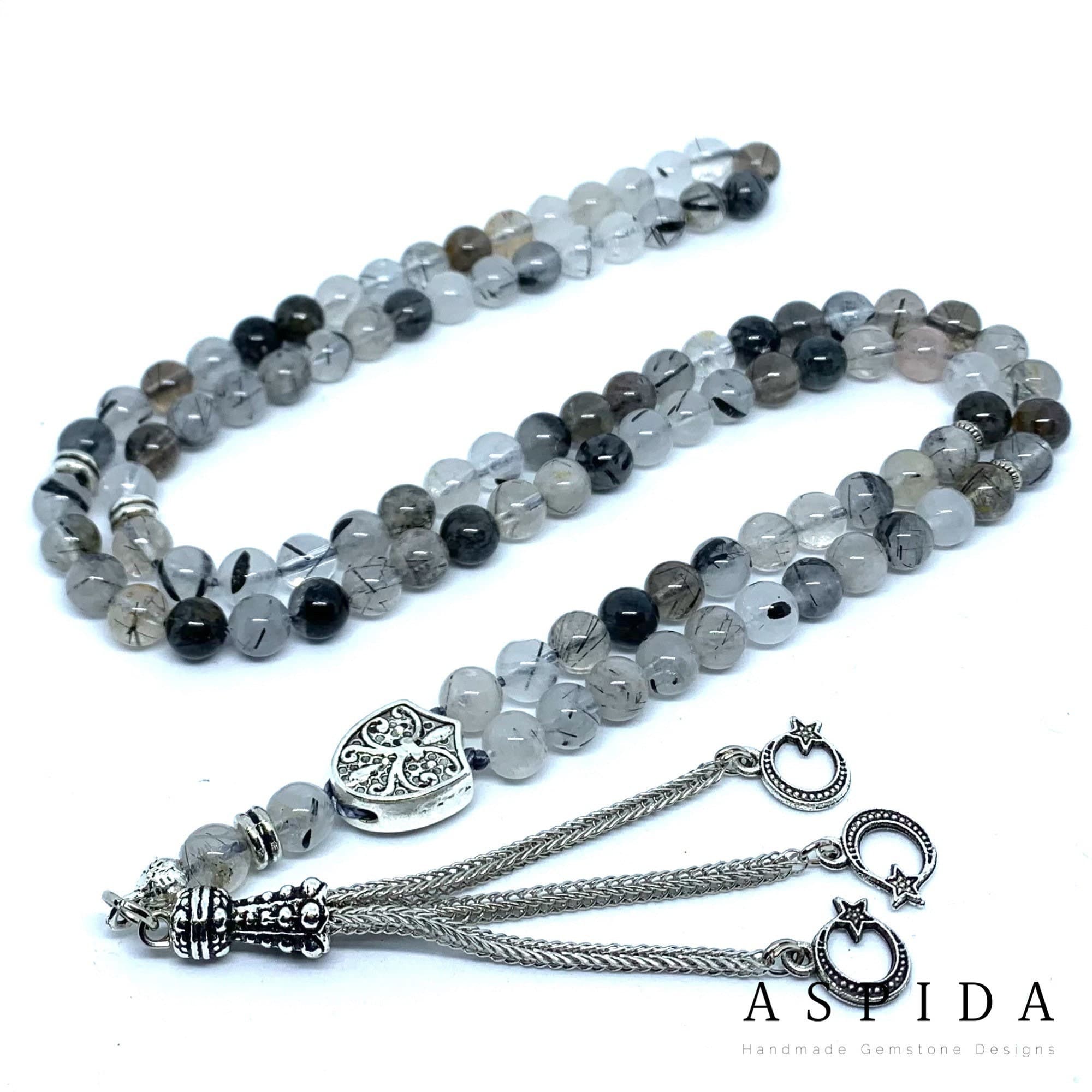 Real Rutile Quartz Gemstone, Islamic Prayer 99 Beads, Tasbih, Tesbih, Misbaha, Tasbeeh, Sibha, Rosary, Tasbih 99, Tasbih Personalized 6mm,