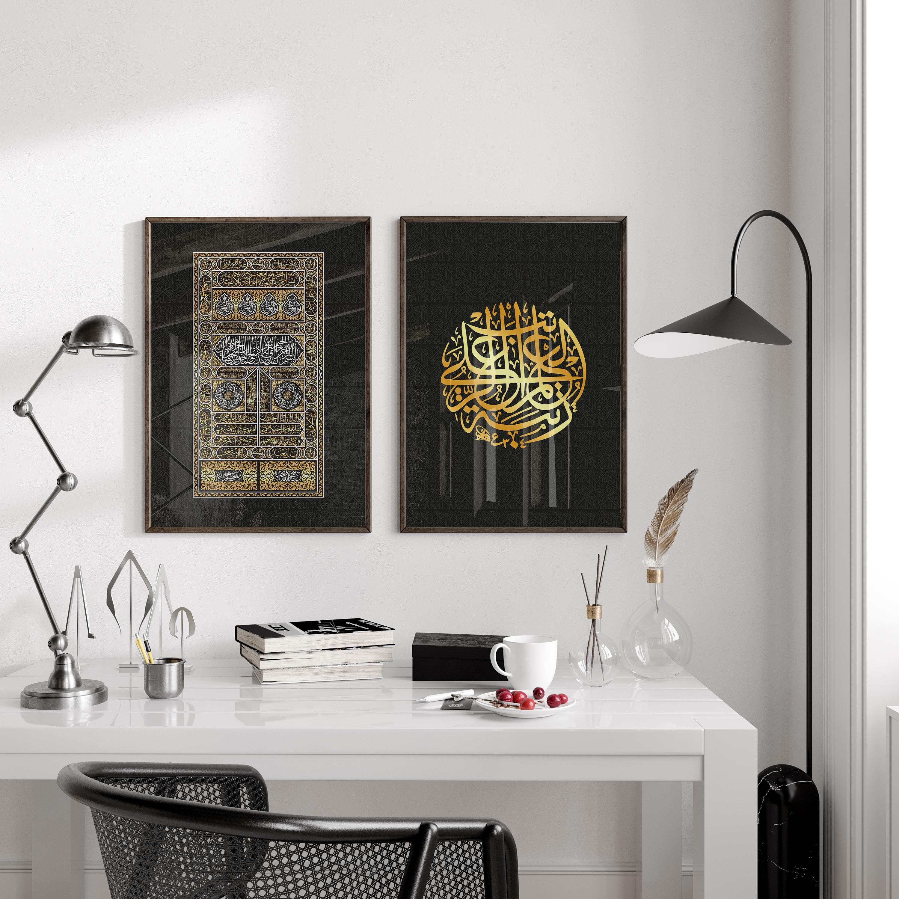 Mecca Black Gold Kabah Door Wall Art | Islamic Mosque Decor | Makkah Masjid Al Haram