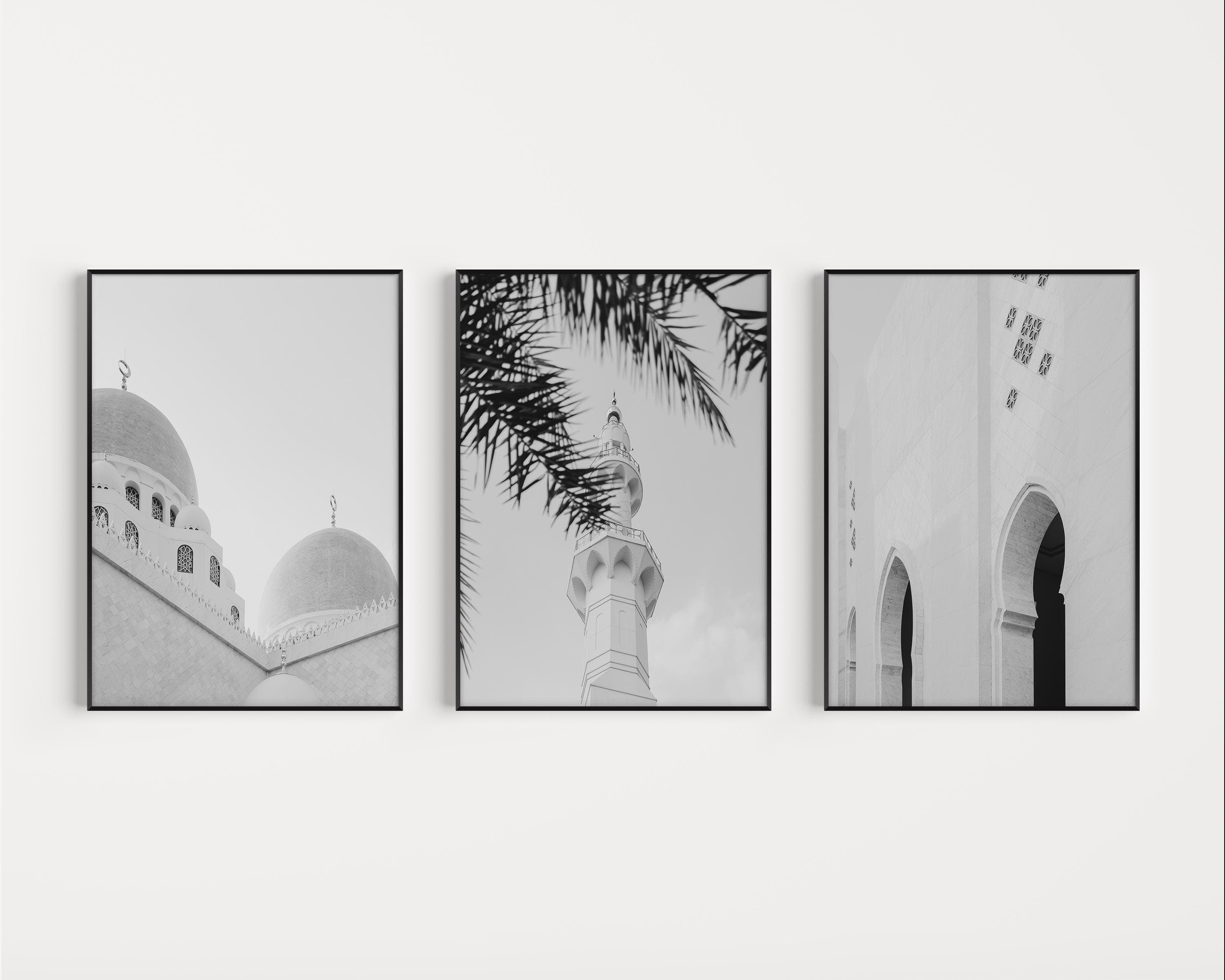 Shaykh Zayed UAE Mosque Wall Art | Black & White Islamic Architecture | Masjid Decor - image 4