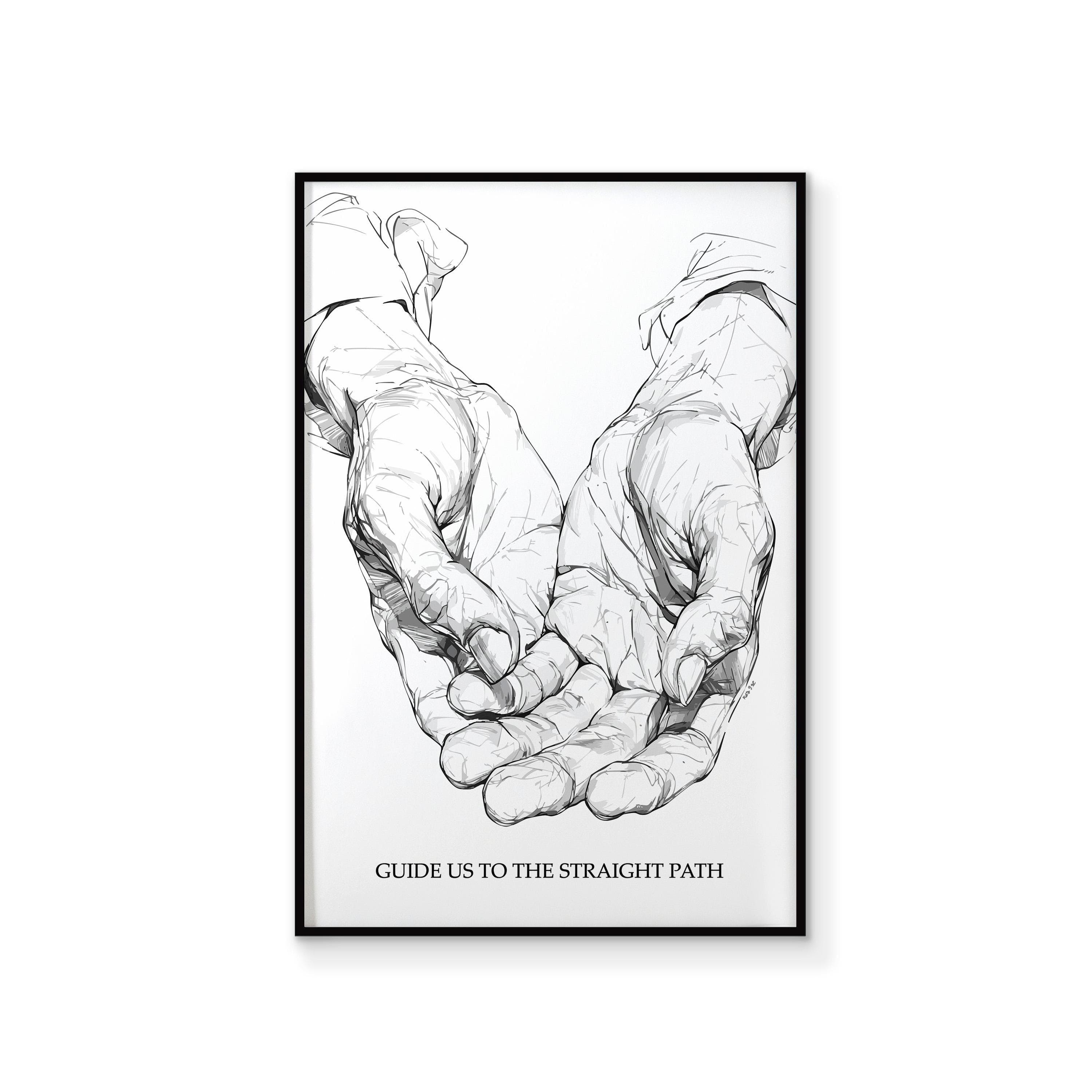 Prayer Hands Islamic Wall Art, Minimalist Dua Print, Modern Muslim Home Decor, Inspirational Gift