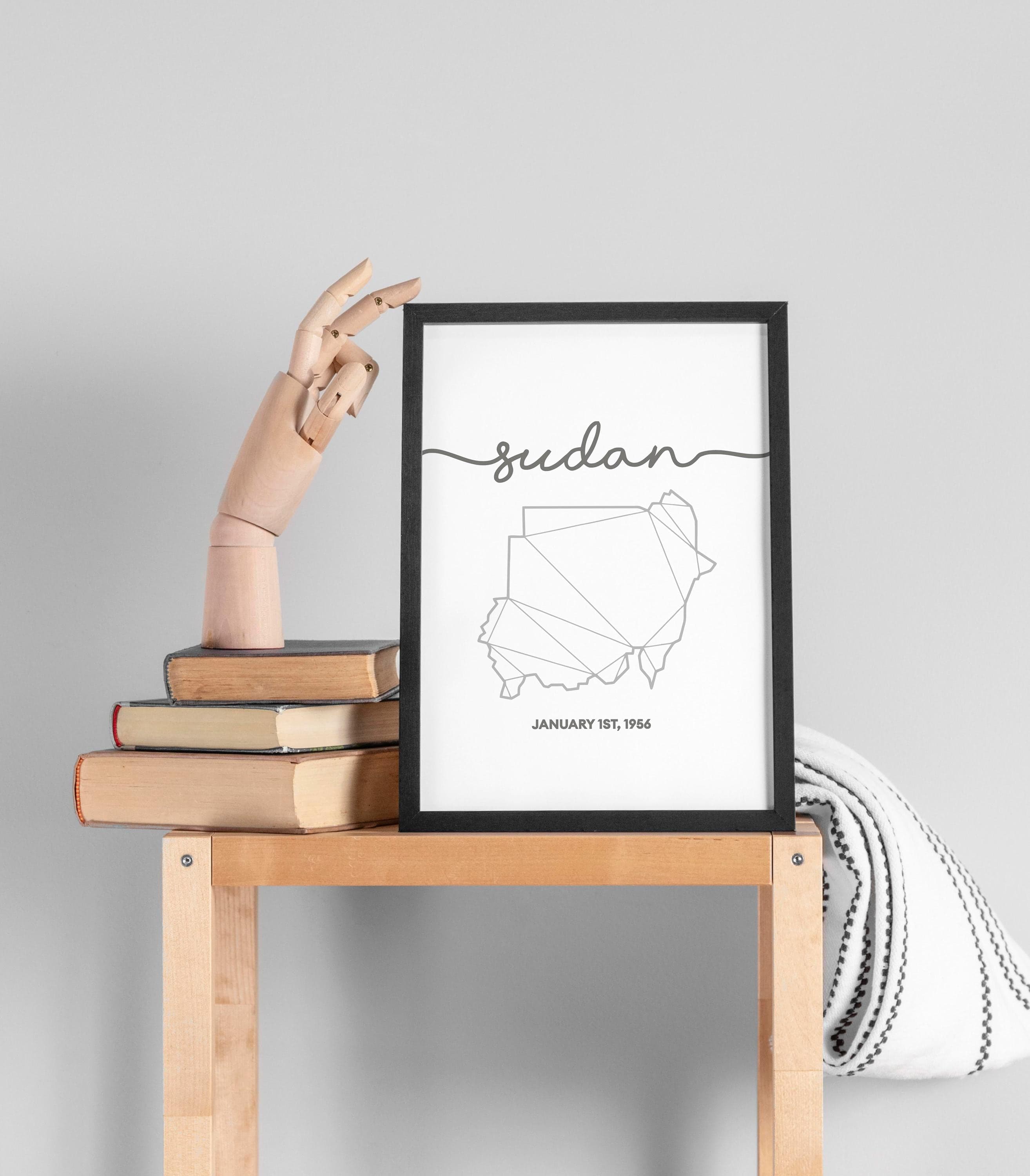 Sudan Map Wall Art | Minimal Black & White Line Illustration | Independence Day Gift | Modern Decor - image 4