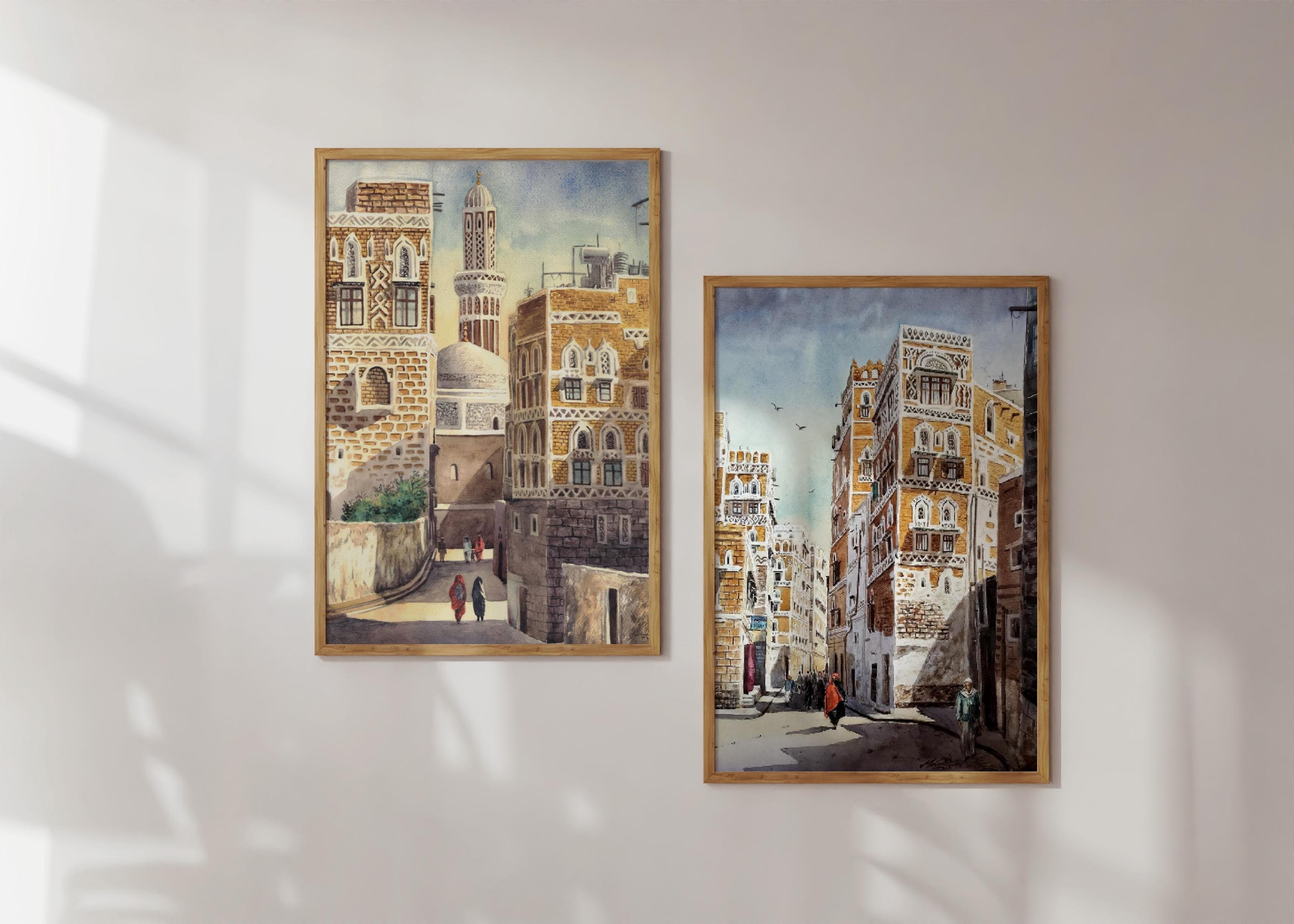 Yemen Wall Art, Sanaa City Poster, Arabic Decor, Middle Eastern Islamic Painting - image 4