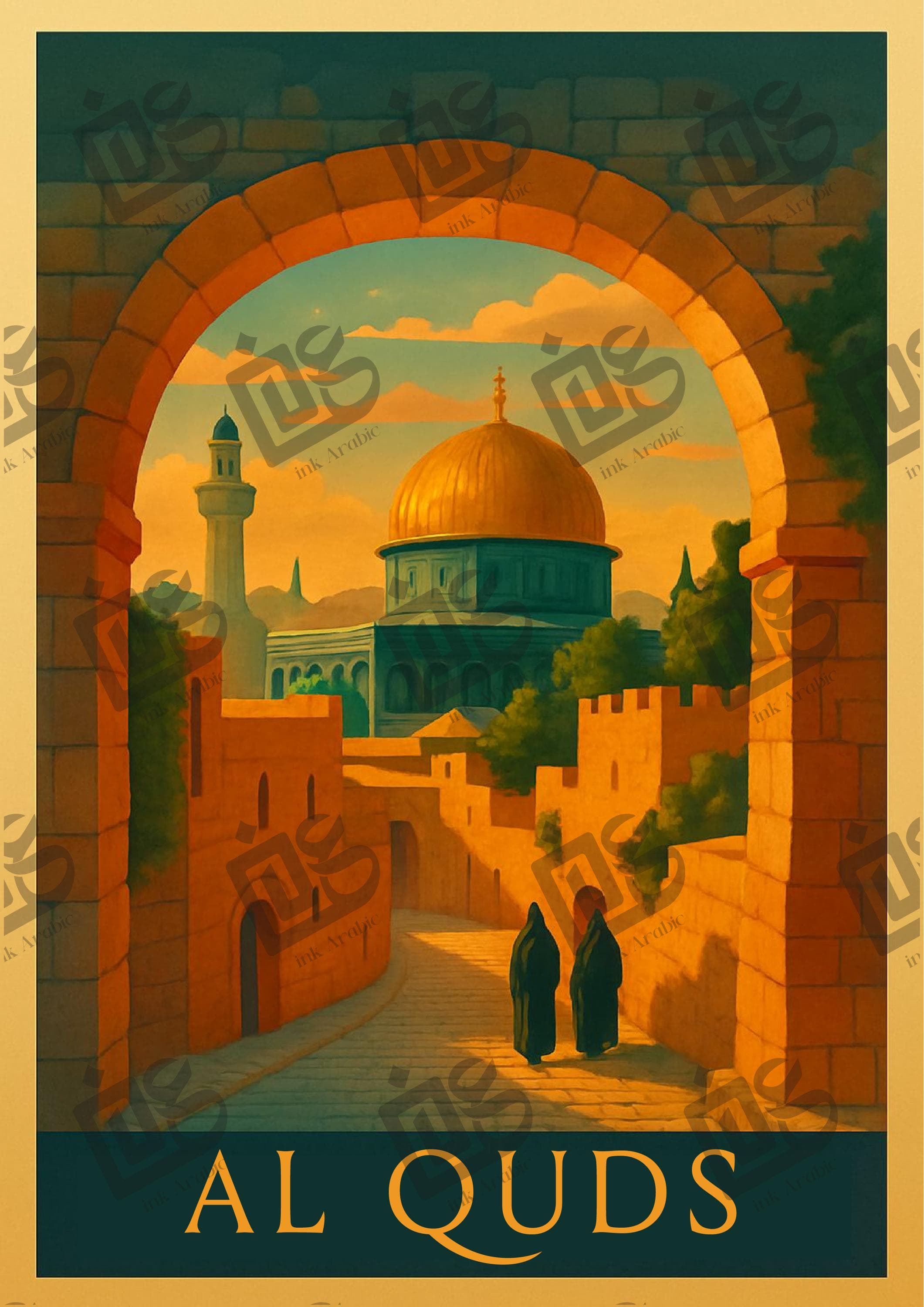 Palestine Poster | Al Quds Dome | Jerusalem Wall Art | Islamic Decor | Middle East Keffiyeh - image 5