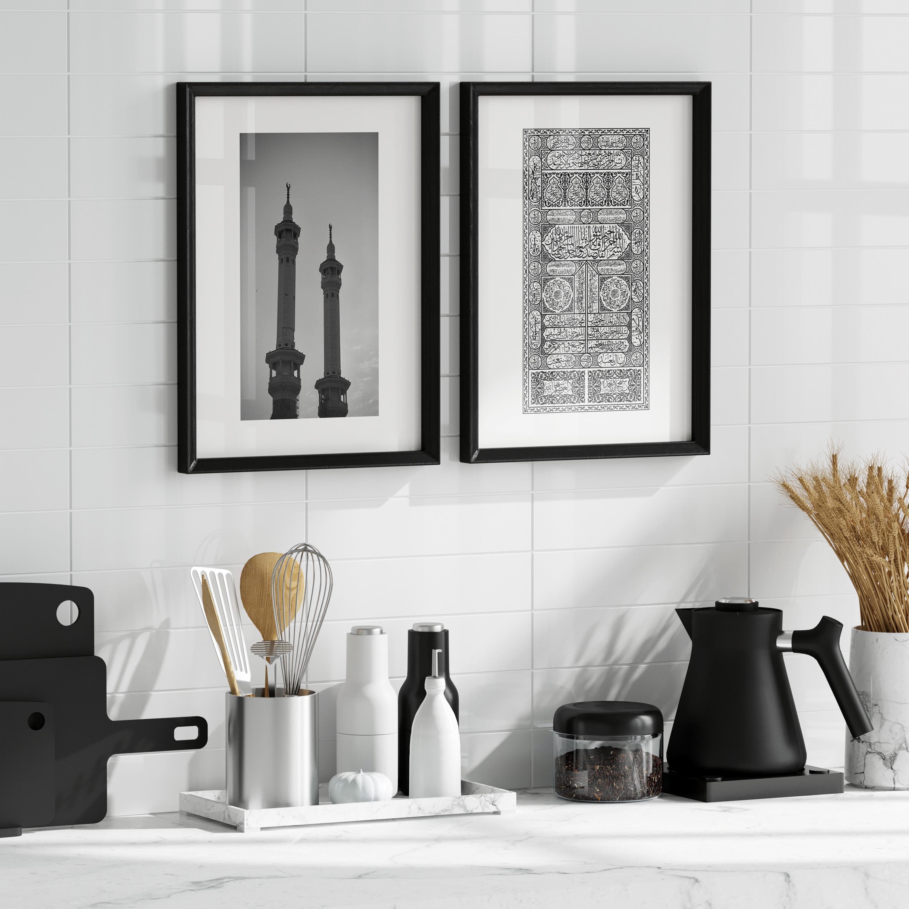 Islamic wall art, Mosque prints, Kabah door, black and white, Masjid decor, Muslim gift. - image 3