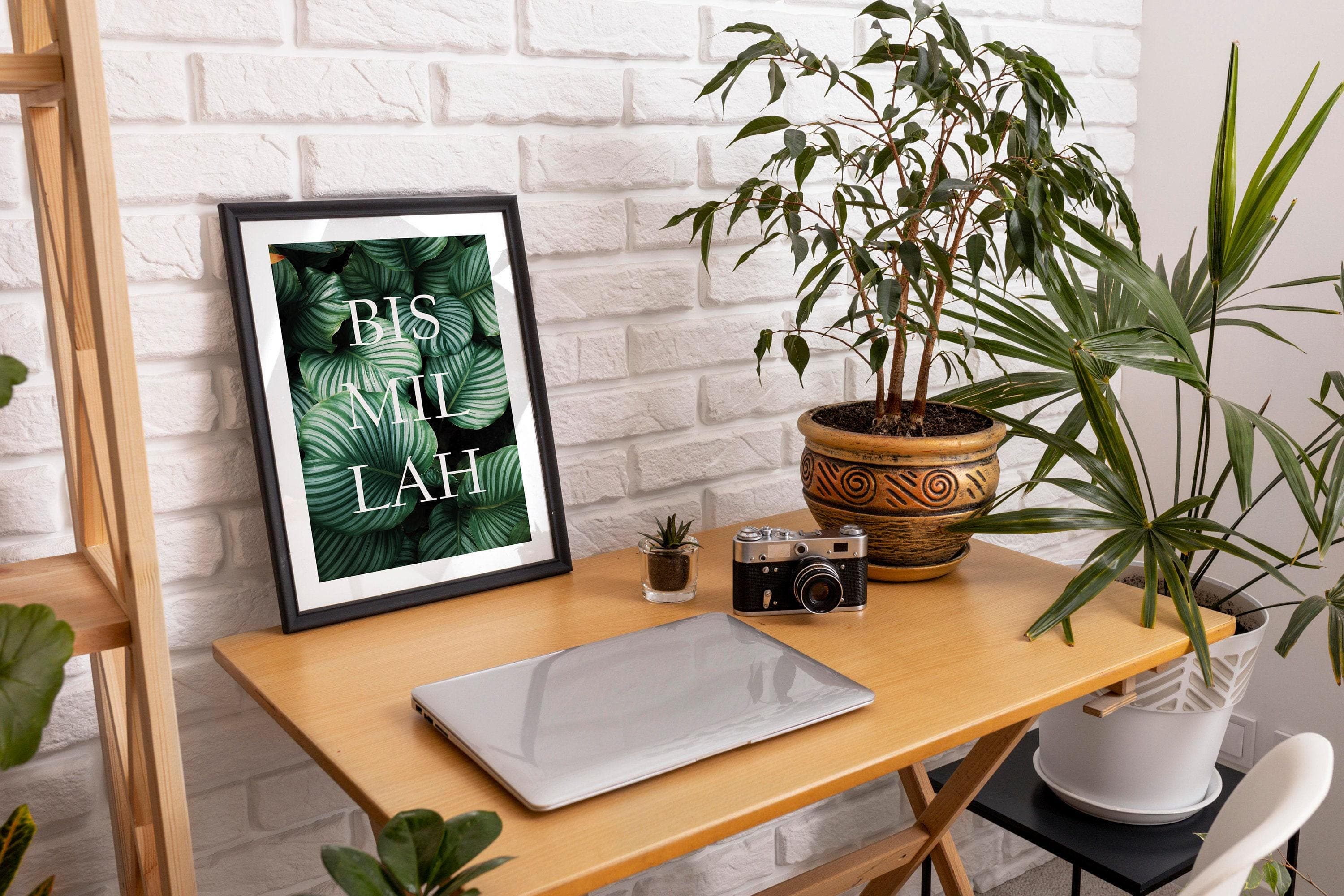Islamic Wall Art, Botanical Monstera Leaf Print, Arabic Calligraphy - image 4