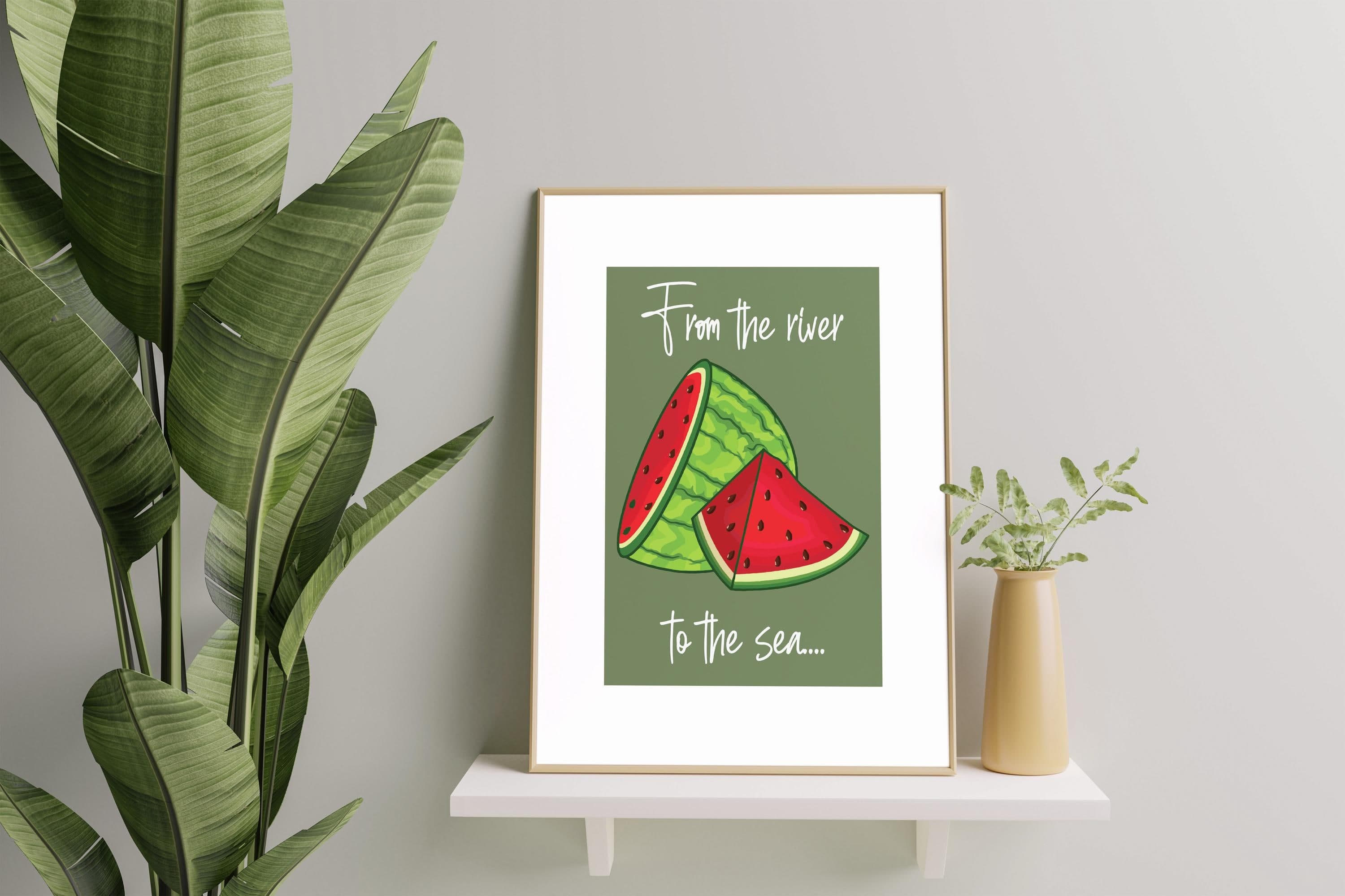 Palestinian Watermelon Islamic Art Print, Modern Arabic Decor