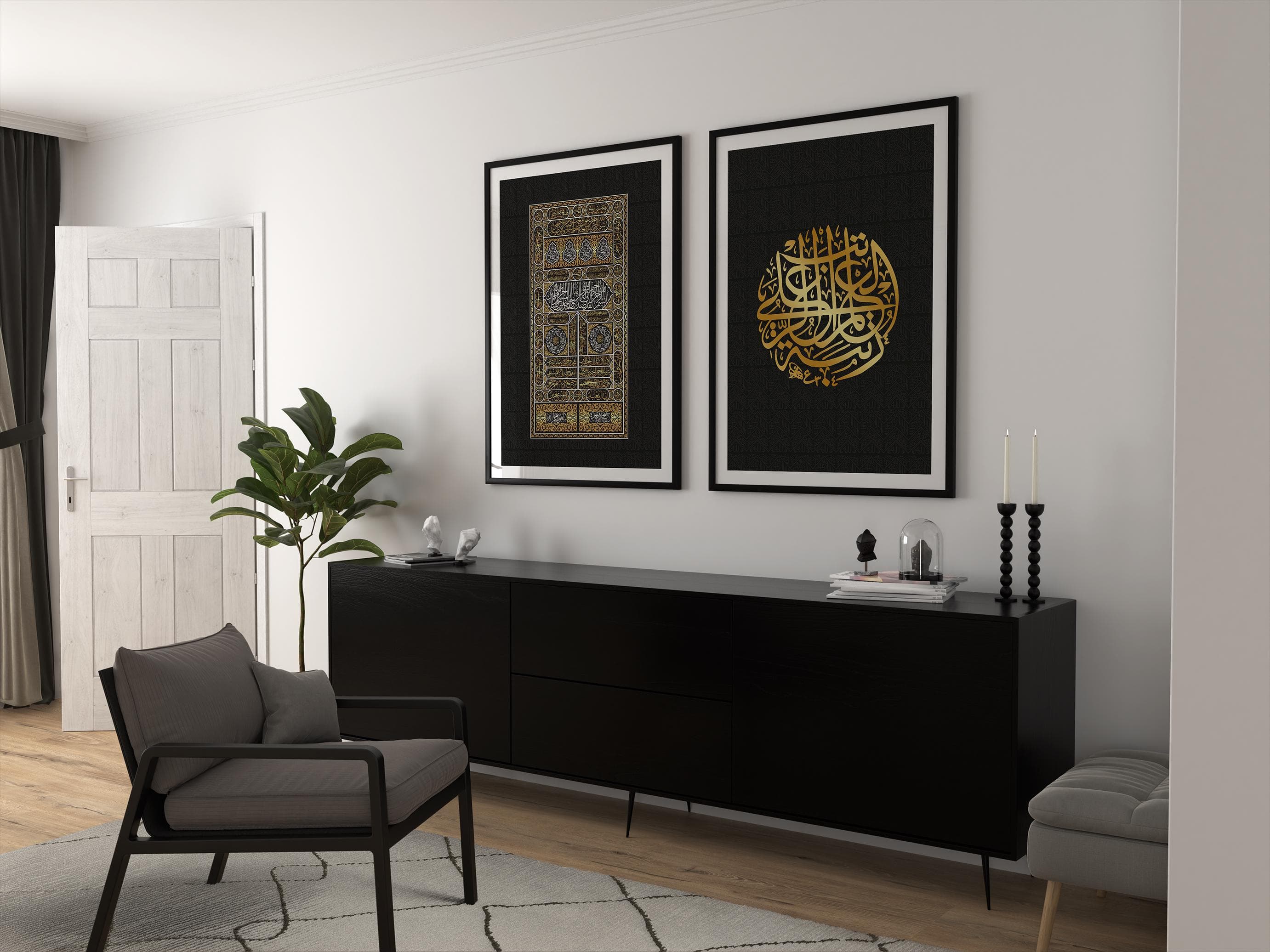 Mecca Black Gold Kabah Door Wall Art | Islamic Mosque Decor | Makkah Masjid Al Haram - image 5