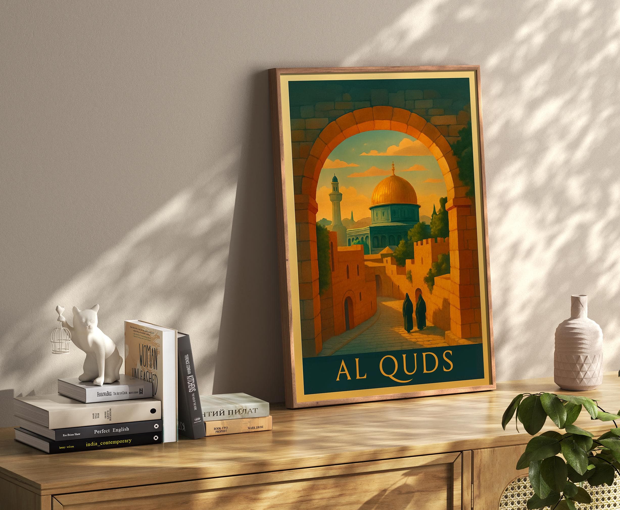 Palestine Poster | Al Quds Dome | Jerusalem Wall Art | Islamic Decor | Middle East Keffiyeh
