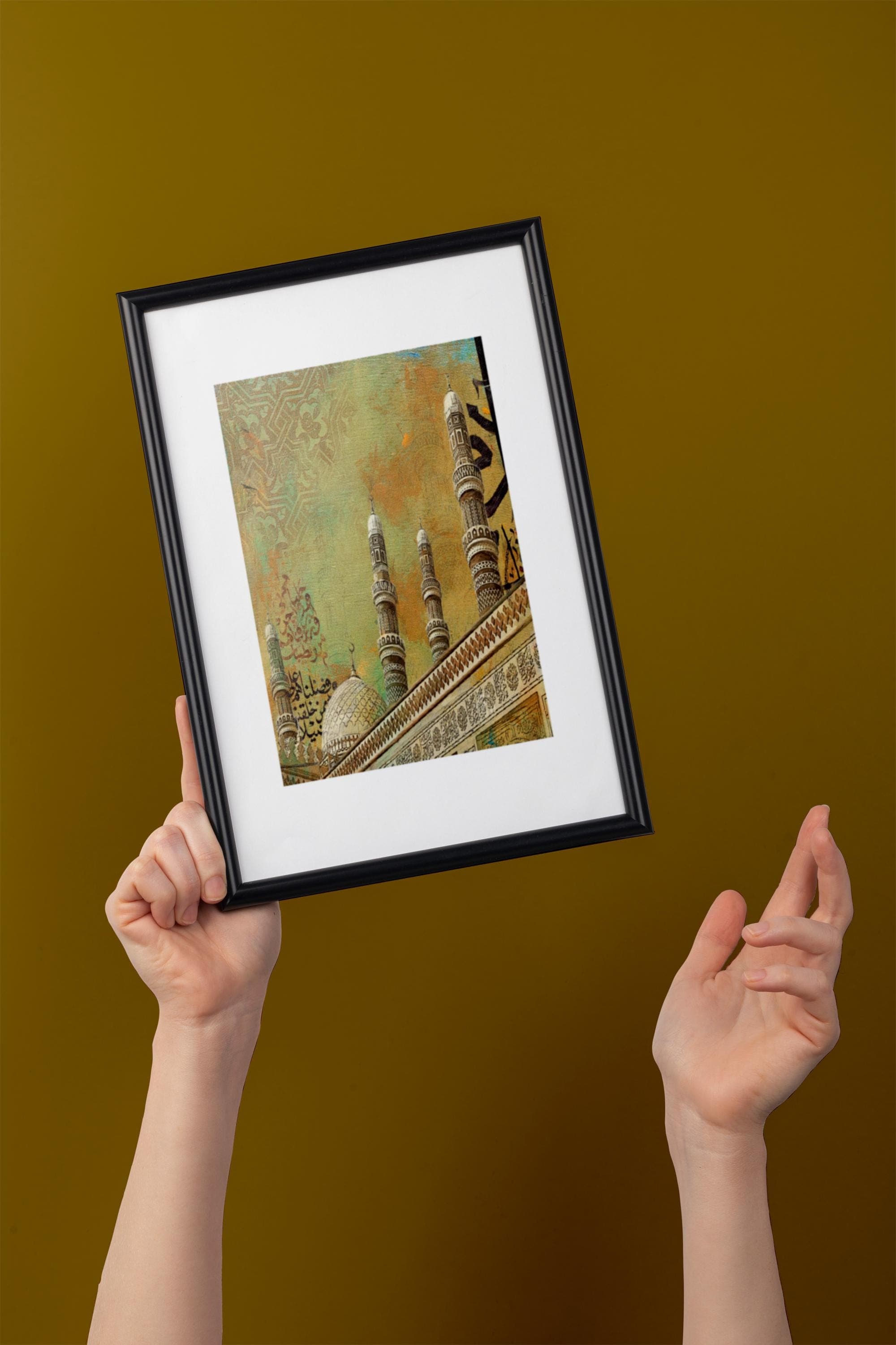 Yemen Mosque Wall Art | Islamic Canvas of Sanaa with Arabic Calligraphy | Yemeni Heritage Decor - image 4