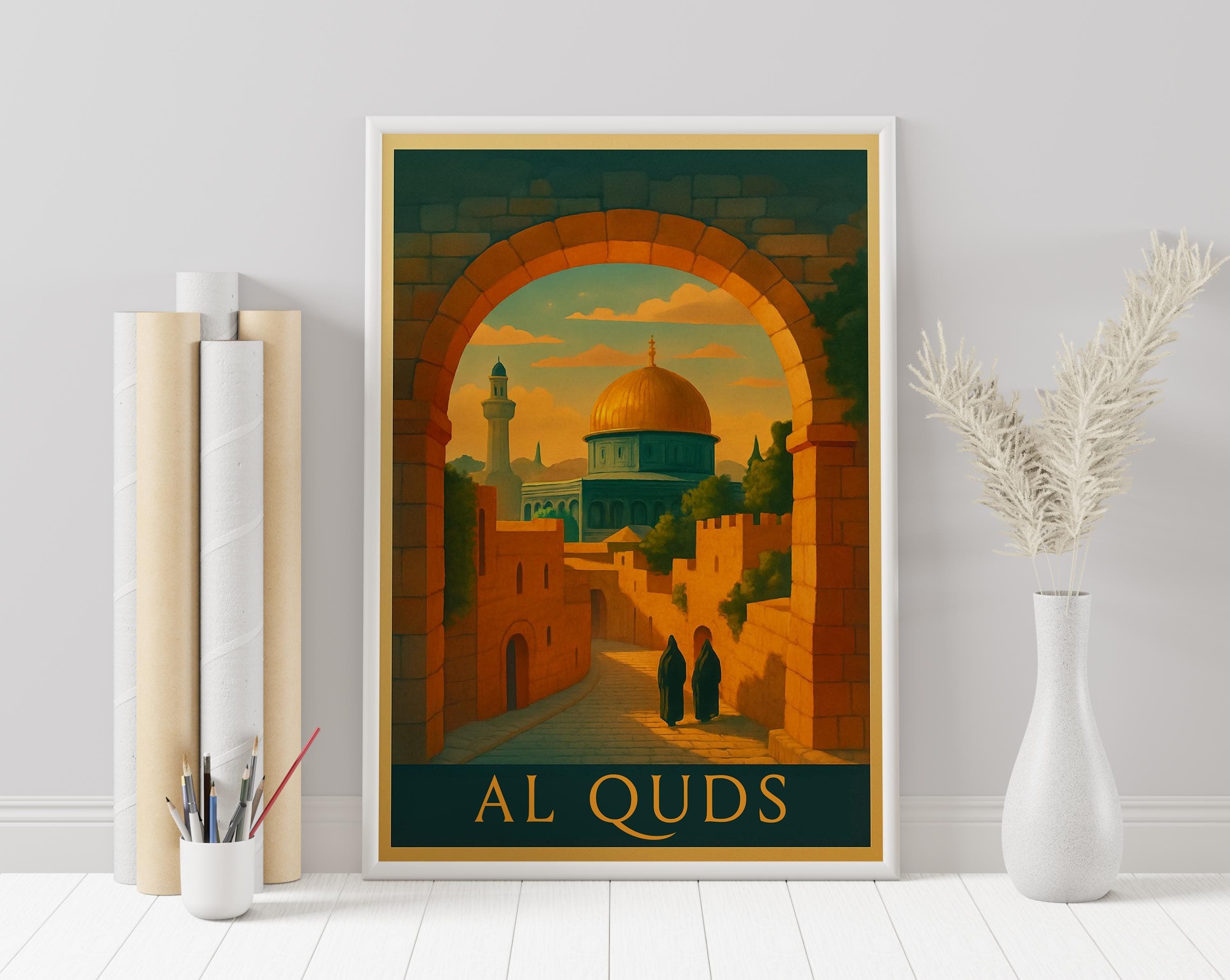 Palestine Poster | Al Quds Dome | Jerusalem Wall Art | Islamic Decor | Middle East Keffiyeh - image 4