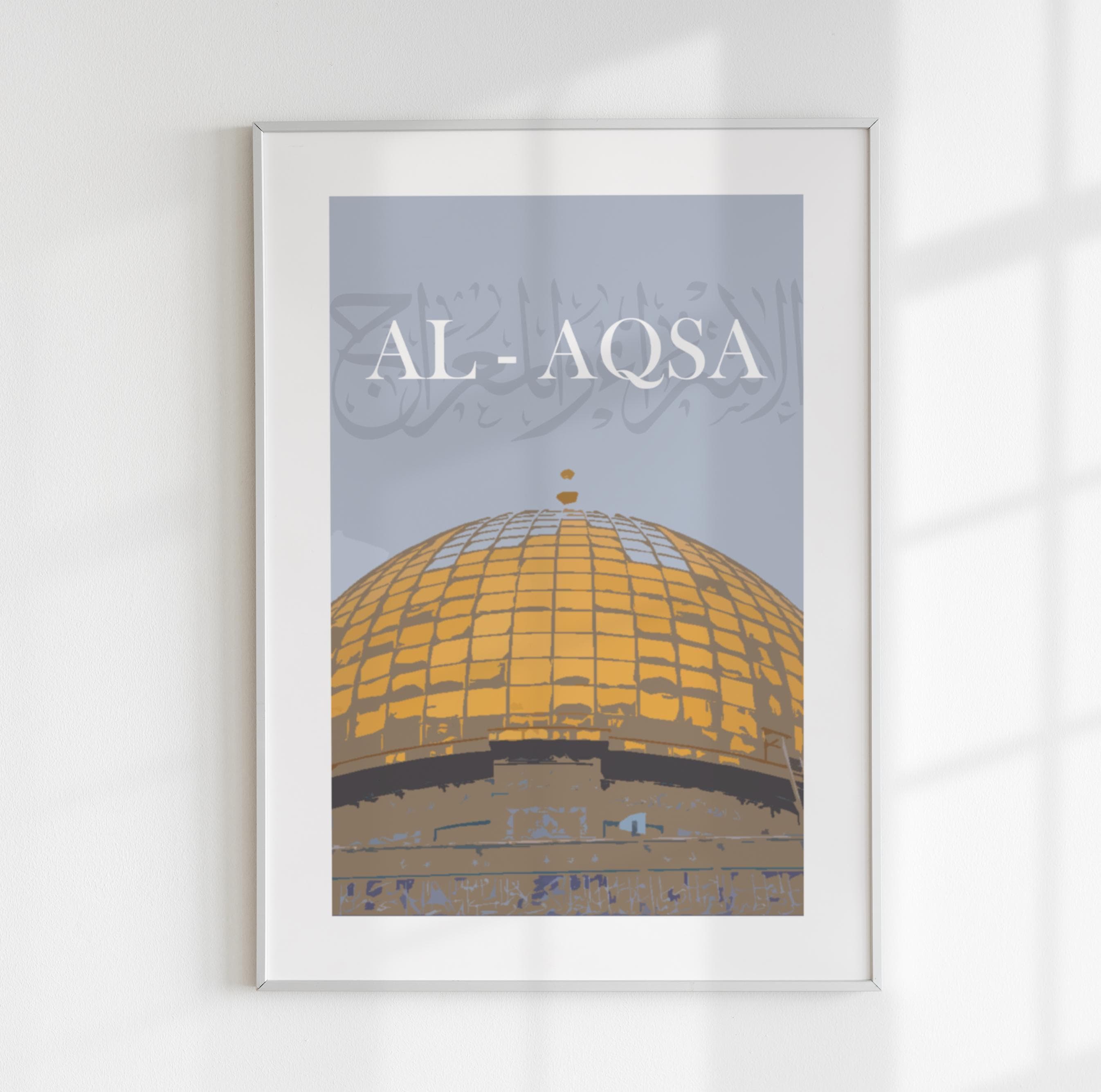 Palestine Print | Islamic Wall Art | Dome of the Rock | Map | Arabic Calligraphy | Gaza