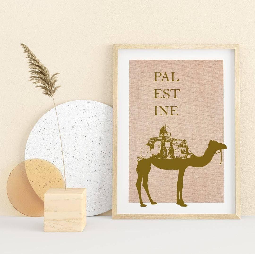 Al Aqsa Mosque Camel Print | Palestinian Boho Desert Art