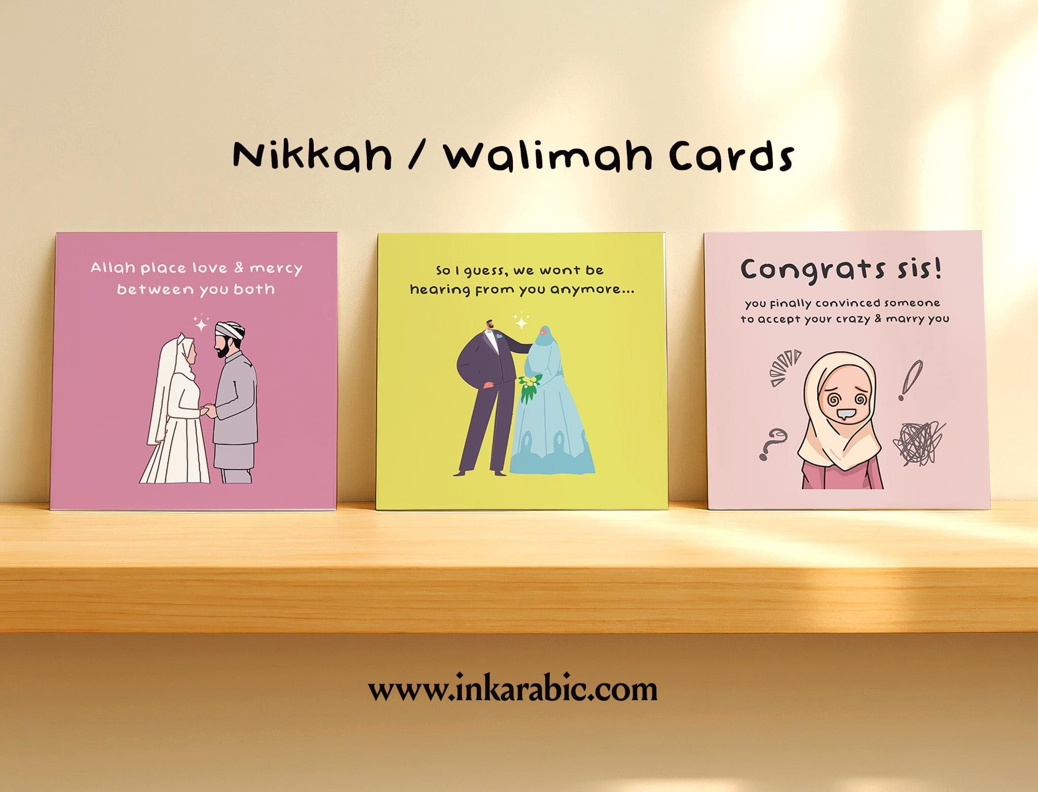 Funny Islamic Wedding Cards | Nikkah Walimah Muslim Couple Wishes