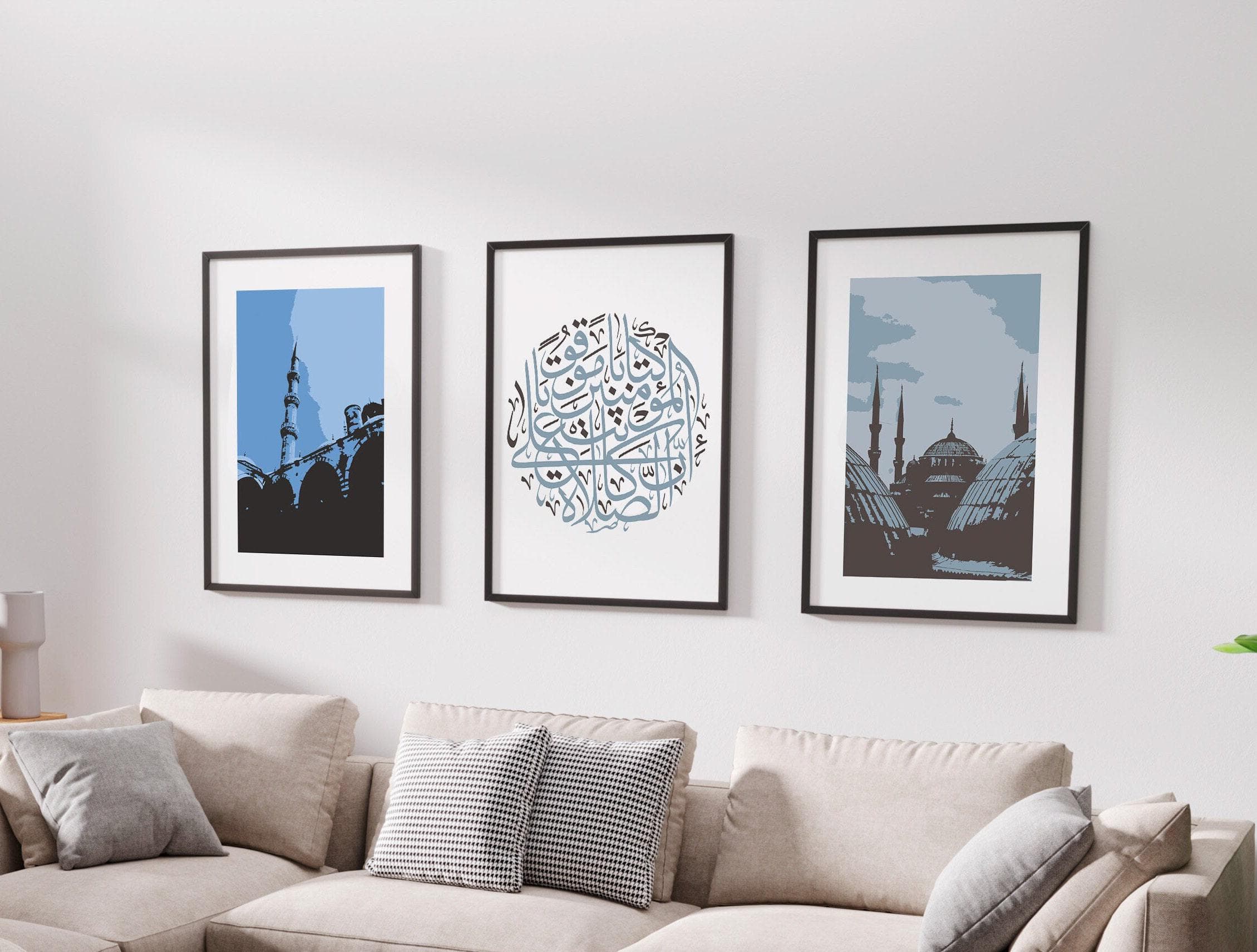 Islamic wall art trio | Mosque decor | Istanbul architecture prints | Blue aqua tones | Gift ideas - image 4