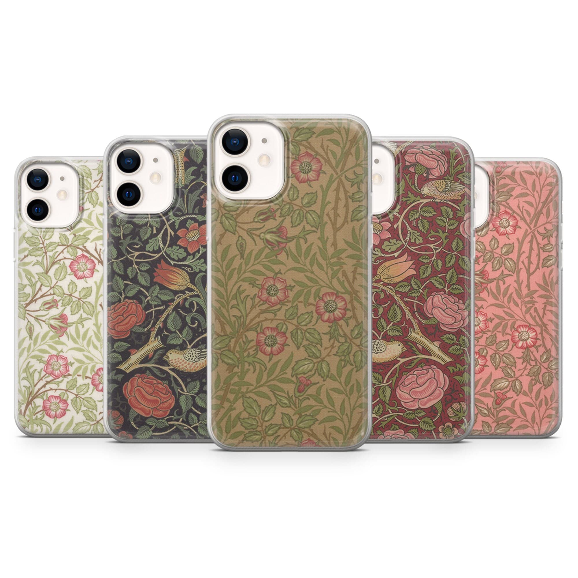 William Morris Flowers Phone Case fit for iPhone 14, 13 Pro, 12 mini, 11, XR, 7+, 7 & Samsung A50, A51, S21, A53, Huawei P20, P30 Pro D61