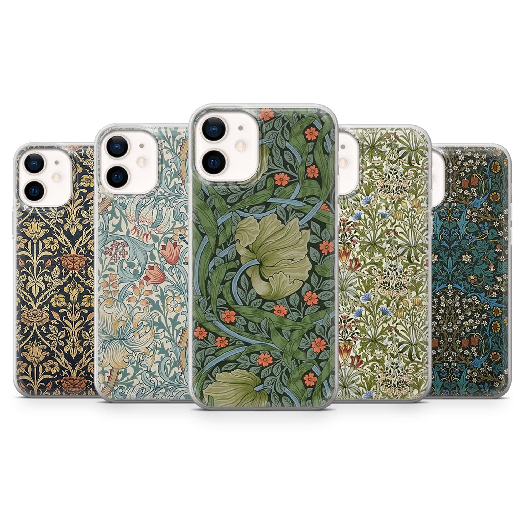 Wallpaper William Morris Phone Case fit for iPhone 14, 13 Pro, 12 mini, 11, XR, 7+, 7 & Samsung A50, A51, S21, A53, Huawei P20, P30 Pro D60