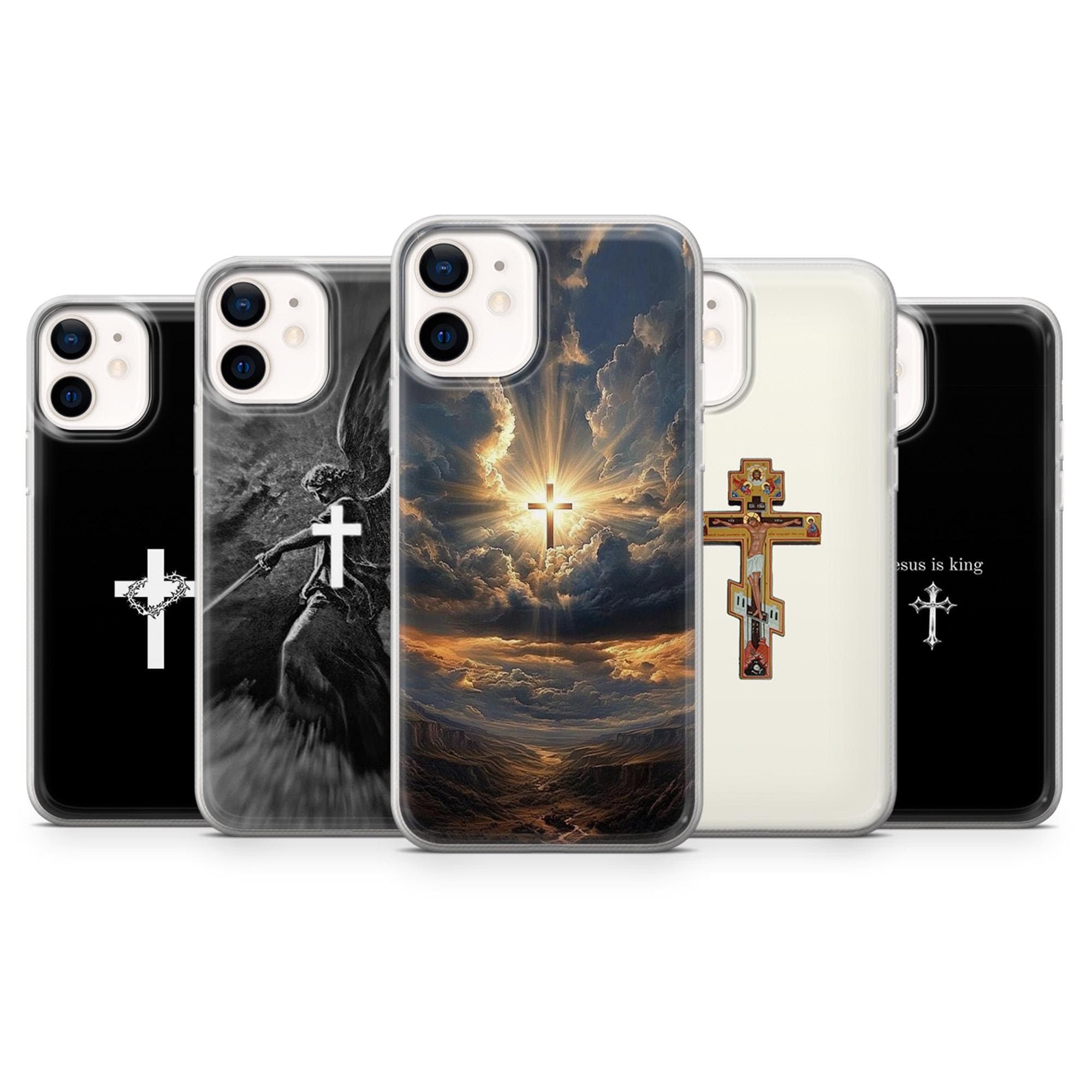 Cross Phone Case Christian Jesus Cover for iPhone 17 Pro, 16, 15, 14, 13, 12, Samsung S25, S24, A16, A56, Pixel 10, 9A, 8