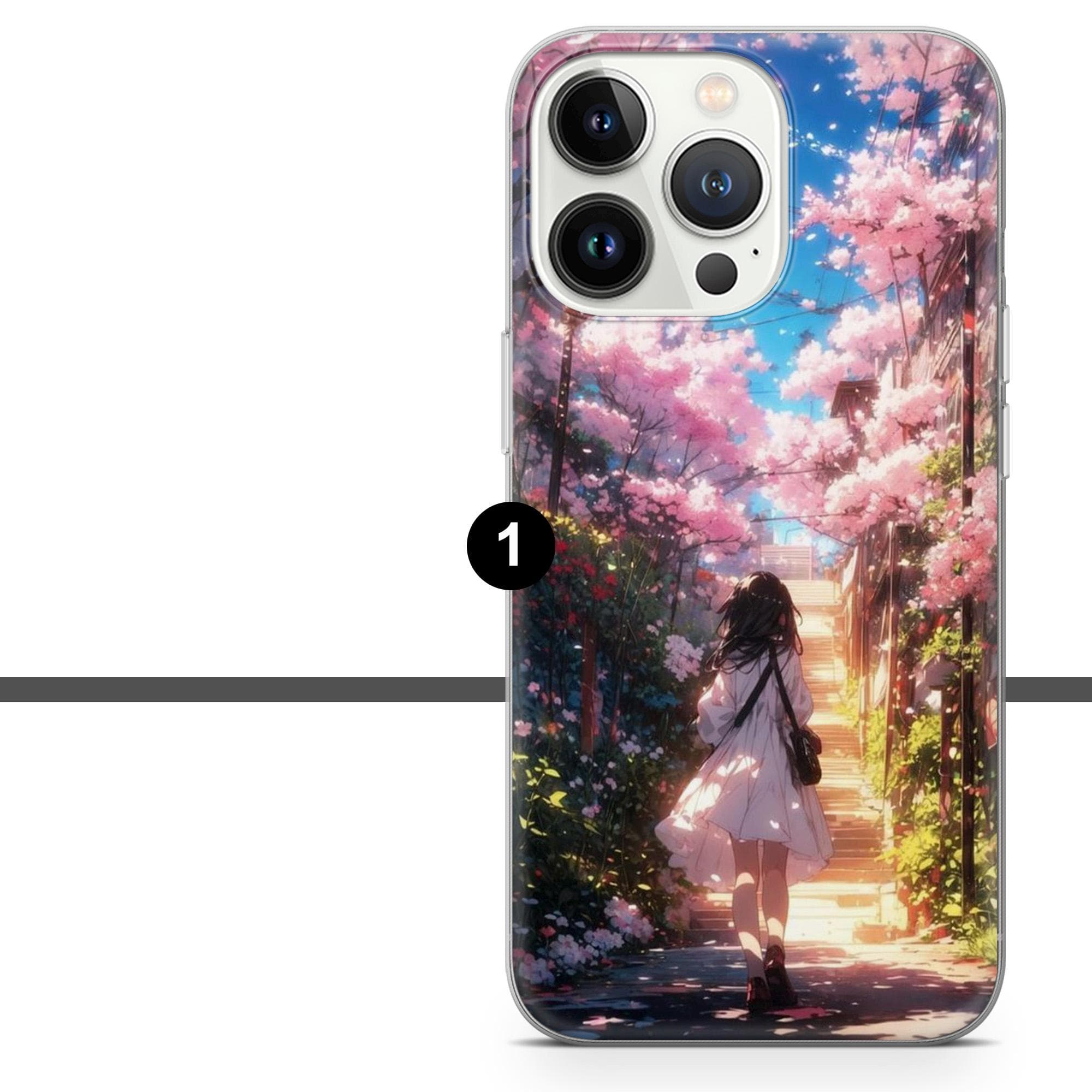 Cherry Blossom Phone Case Anime Sakura Lofi Cover for iPhone 17e, 16, 15, 14, 13, 12, Samsung S26, S25, A17, A57, Pixel 10A, 9A, 8 - image 3
